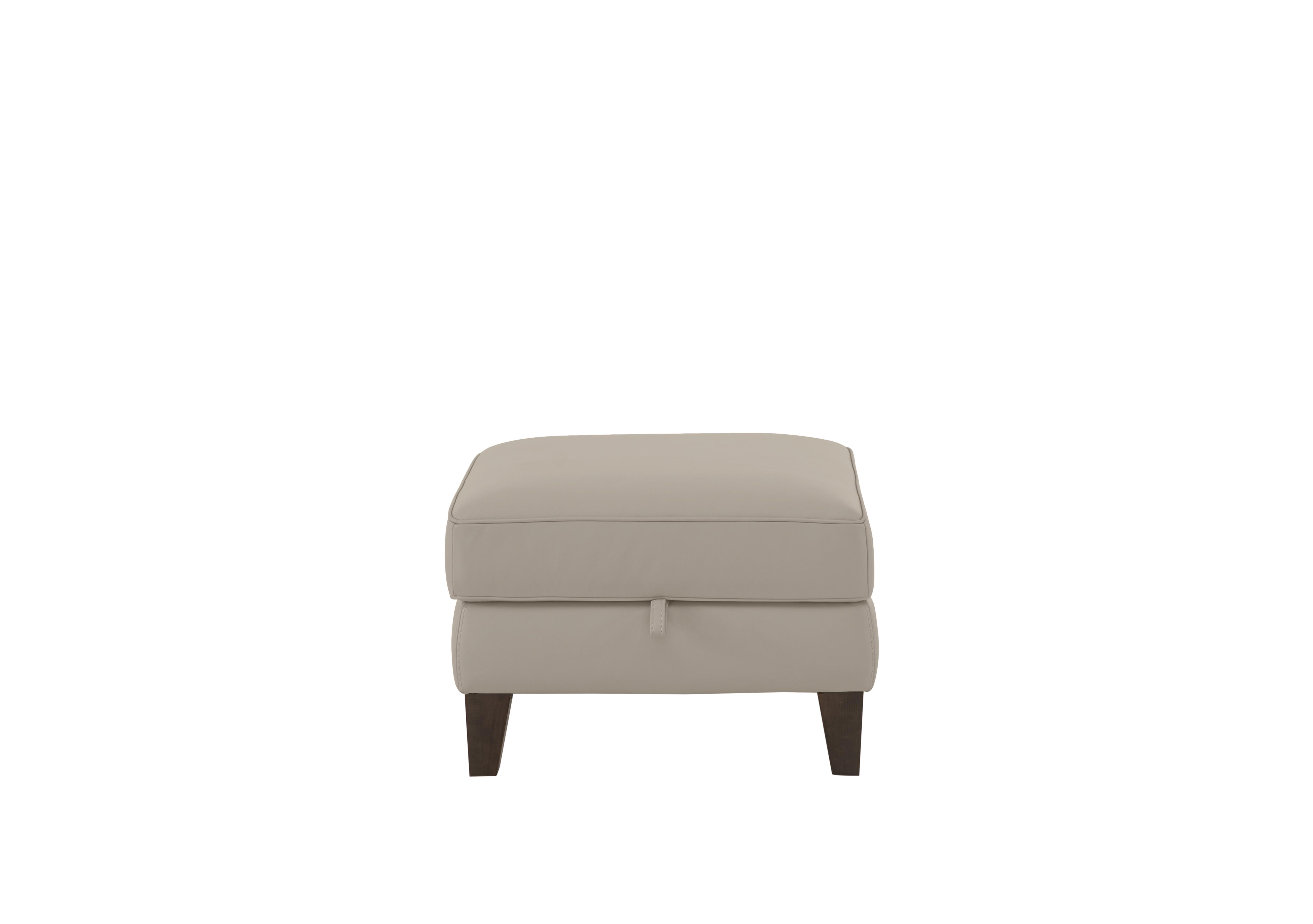 Brondby Leather Storage Footstool in Bv-946b Silver Grey on Furniture Village