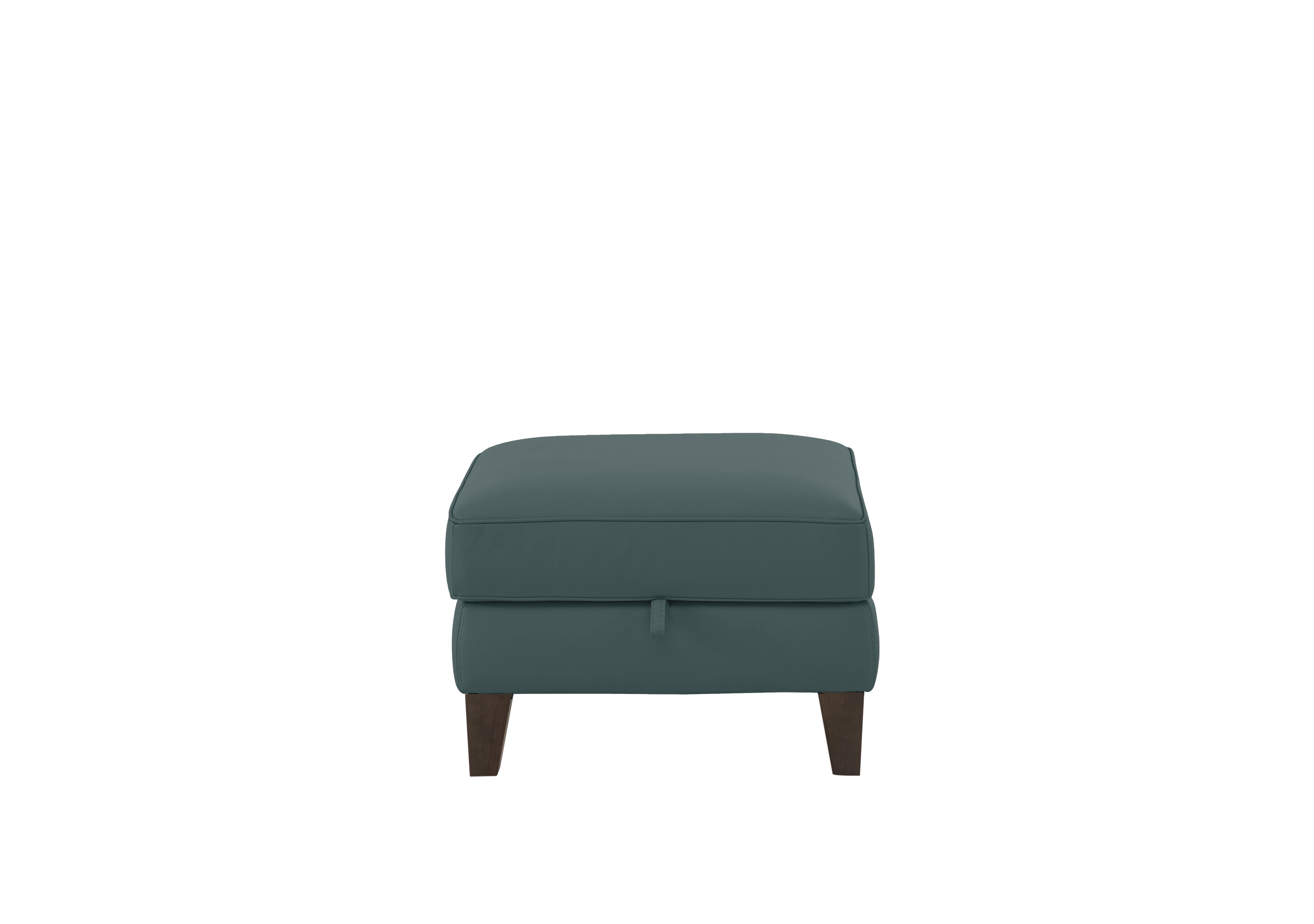 Brondby Leather Storage Footstool in Nc-301e Lake Green on Furniture Village
