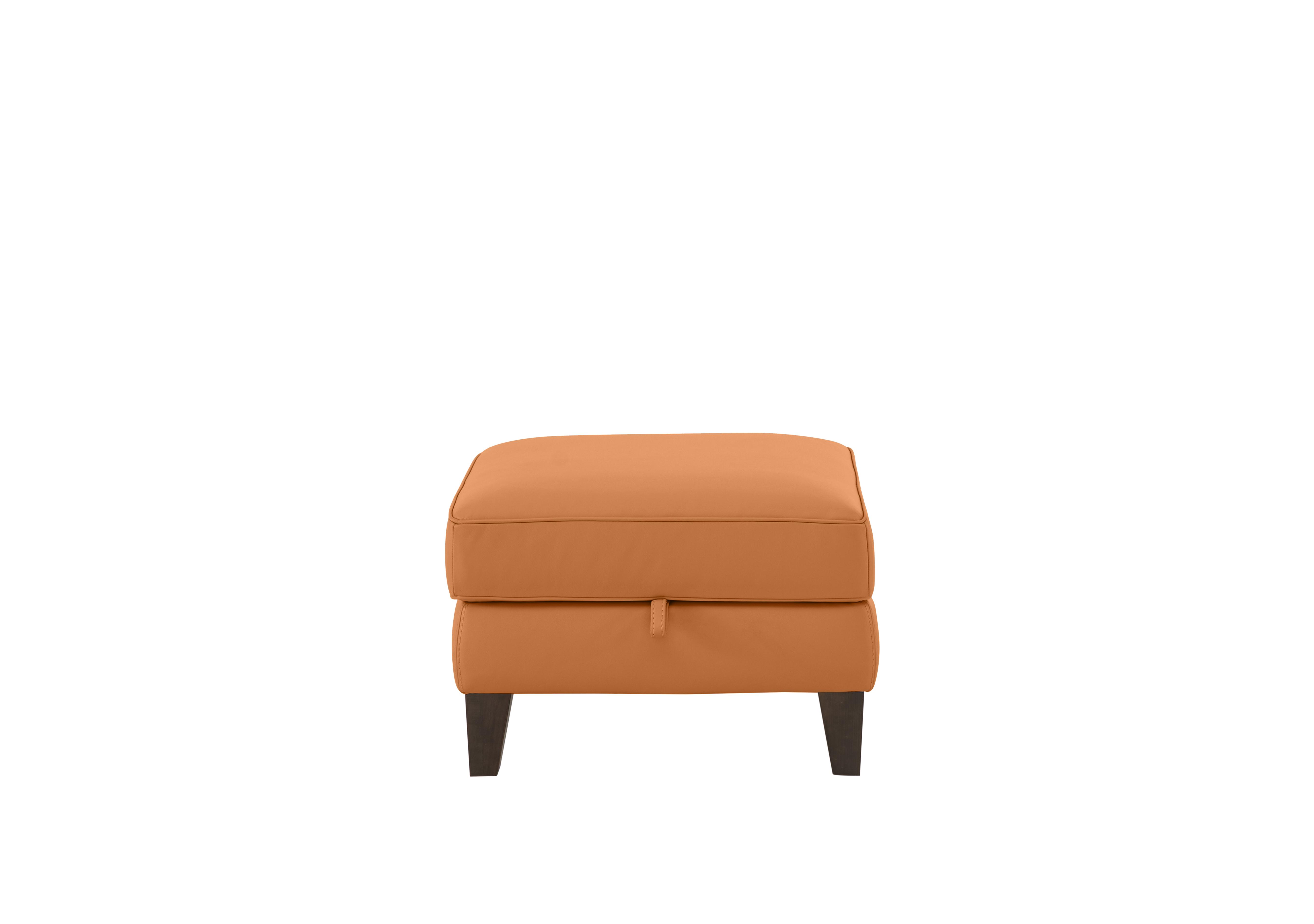 Brondby Leather Storage Footstool in Nc-335e Honey Yellow on Furniture Village