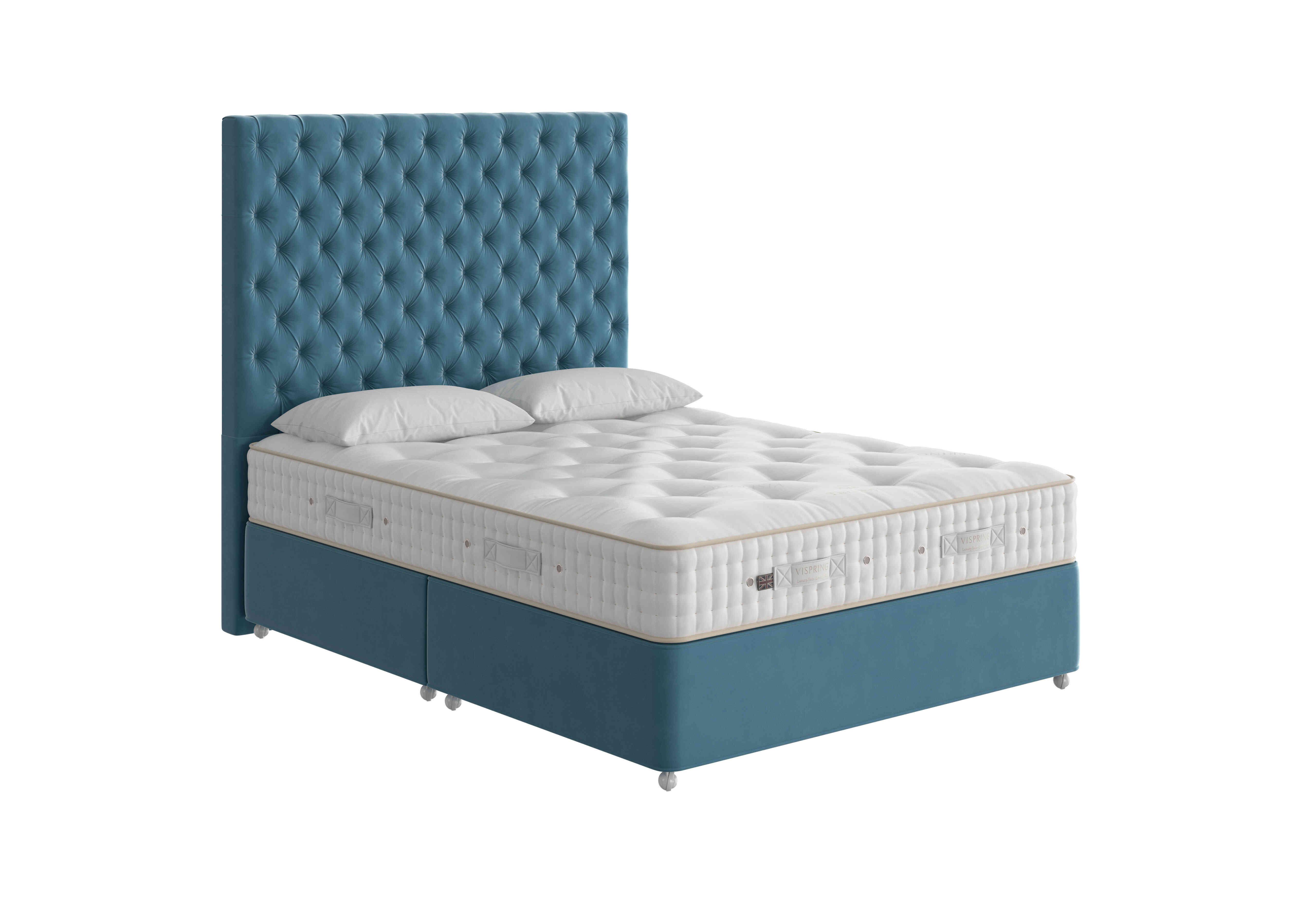 Tiara Superb Divan Set in 4042 Plush Velvet Teal on Furniture Village
