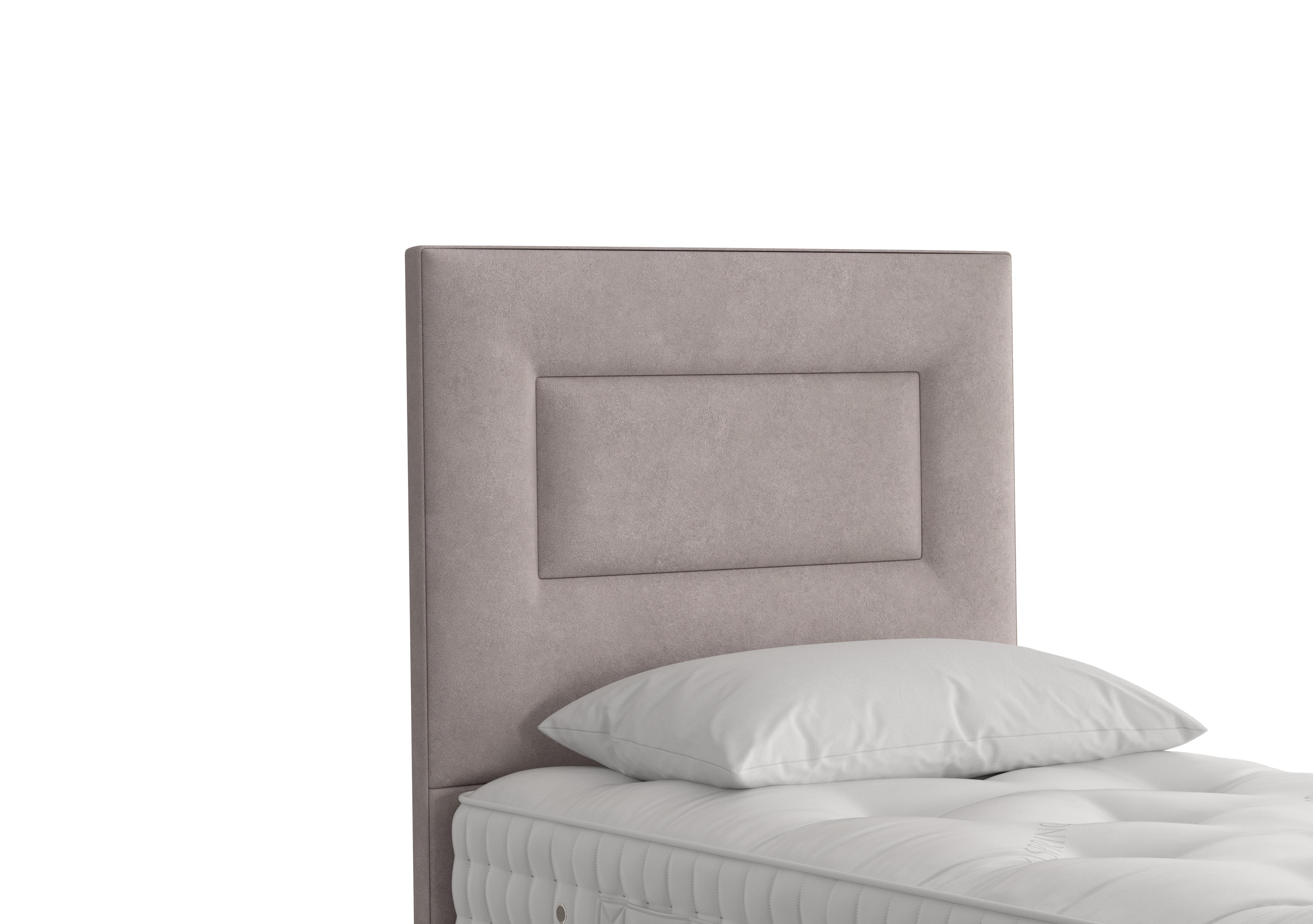 Enyo Floor Standing Headboard in 404 Faux Suede Dove on Furniture Village