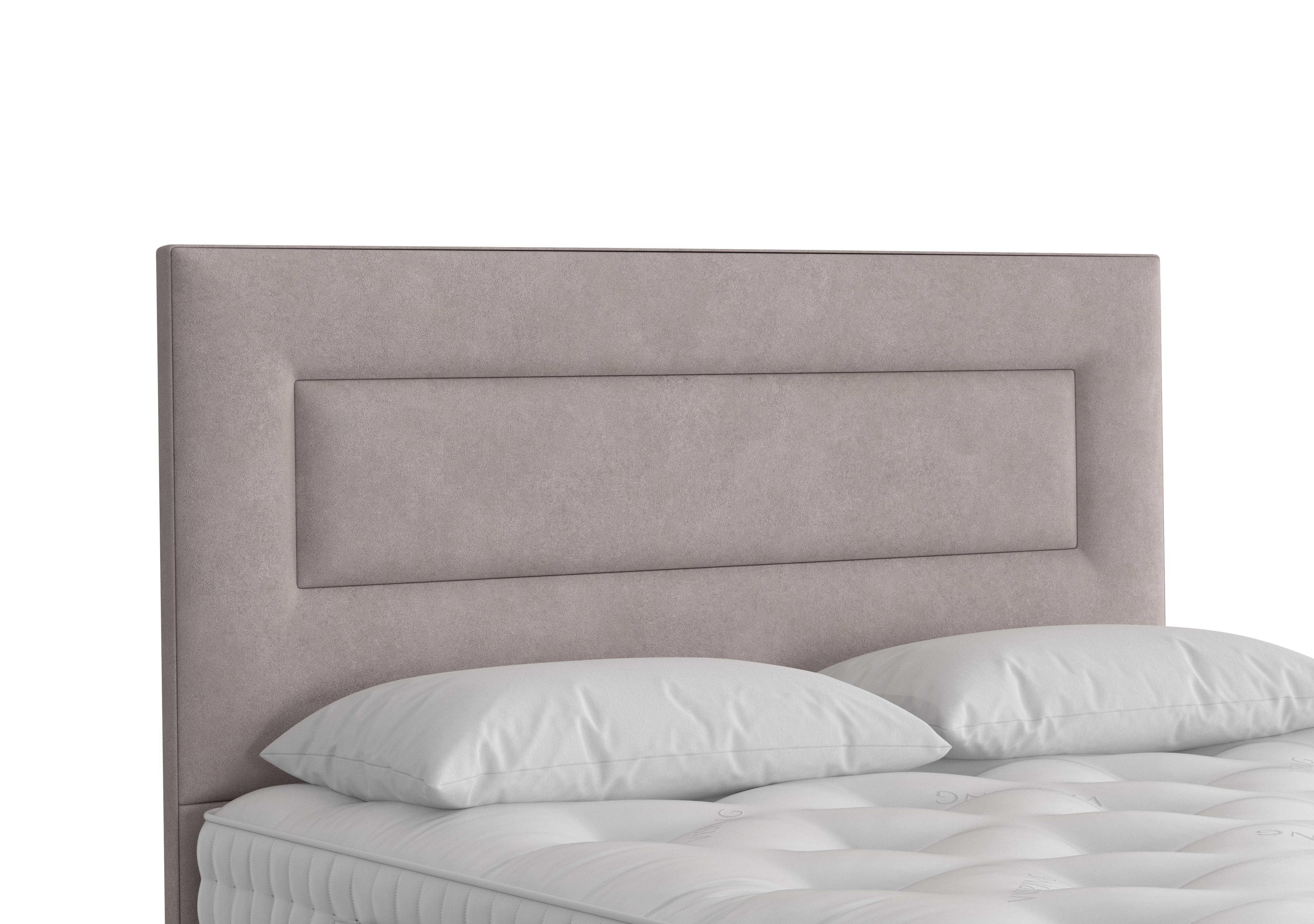 Enyo Floor Standing Headboard in 404 Faux Suede Dove on Furniture Village