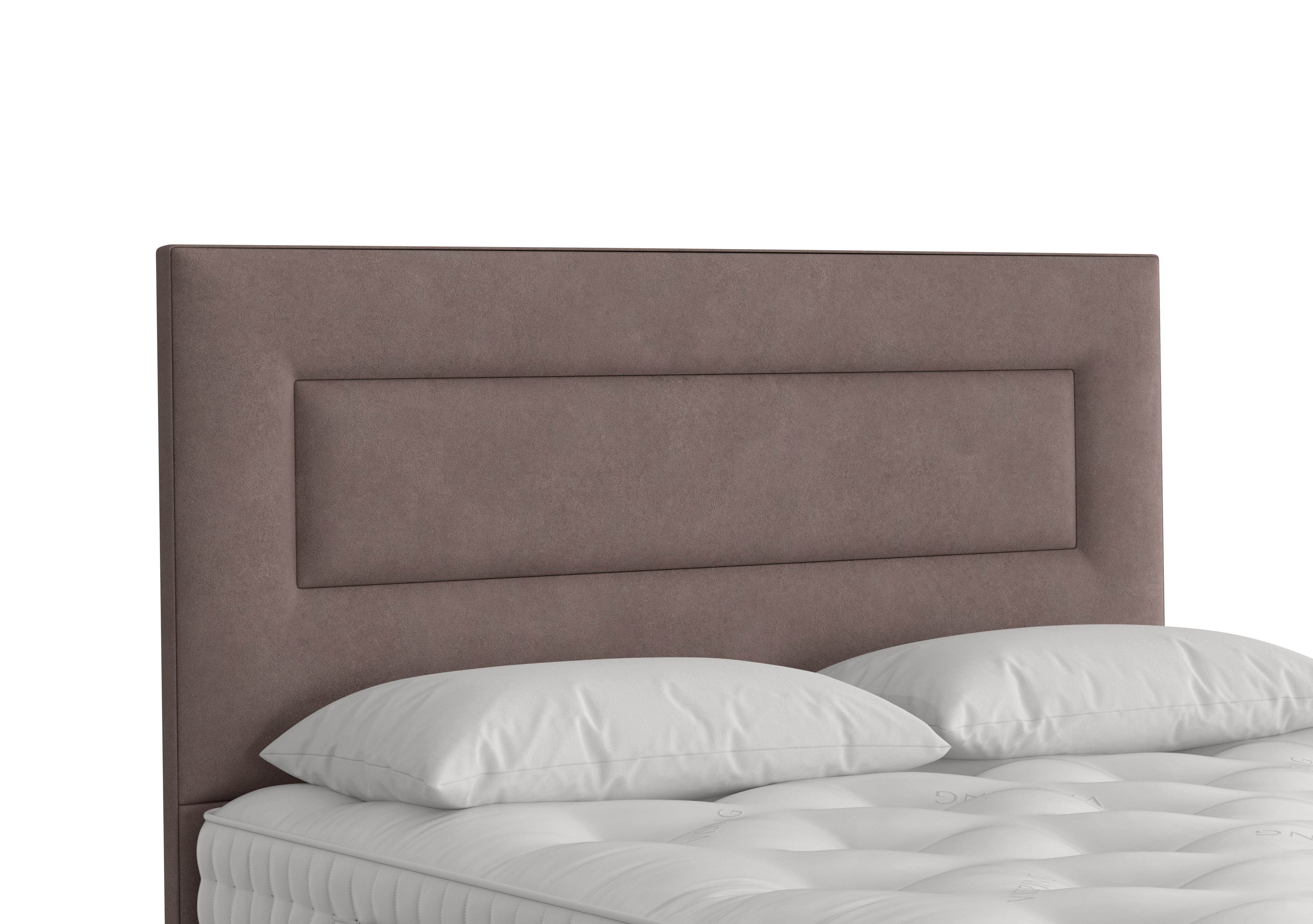 Enyo Floor Standing Headboard in 407 Faux Suede Mocha on Furniture Village