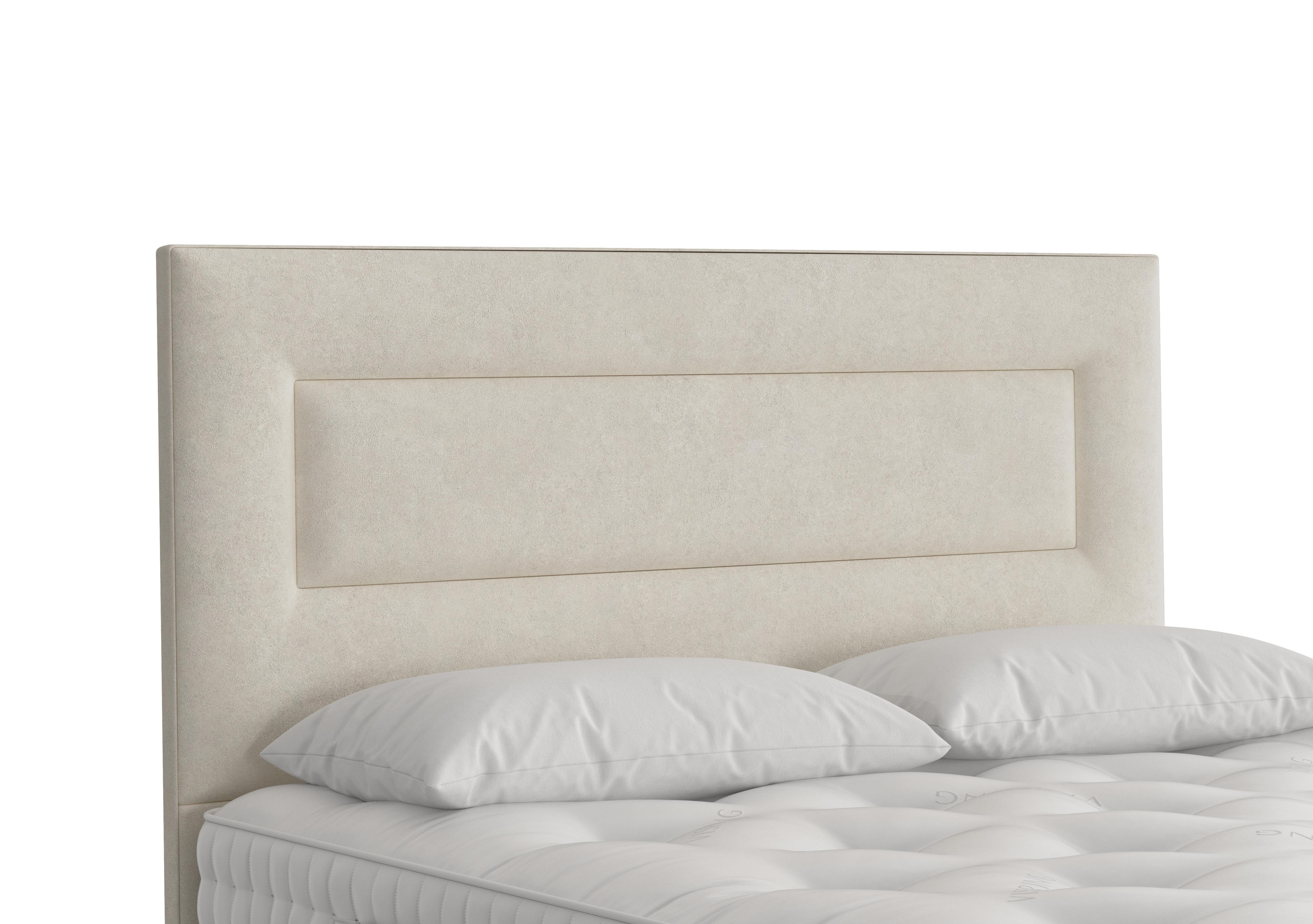 Enyo Floor Standing Headboard in 409 Faux Suede Champagne on Furniture Village