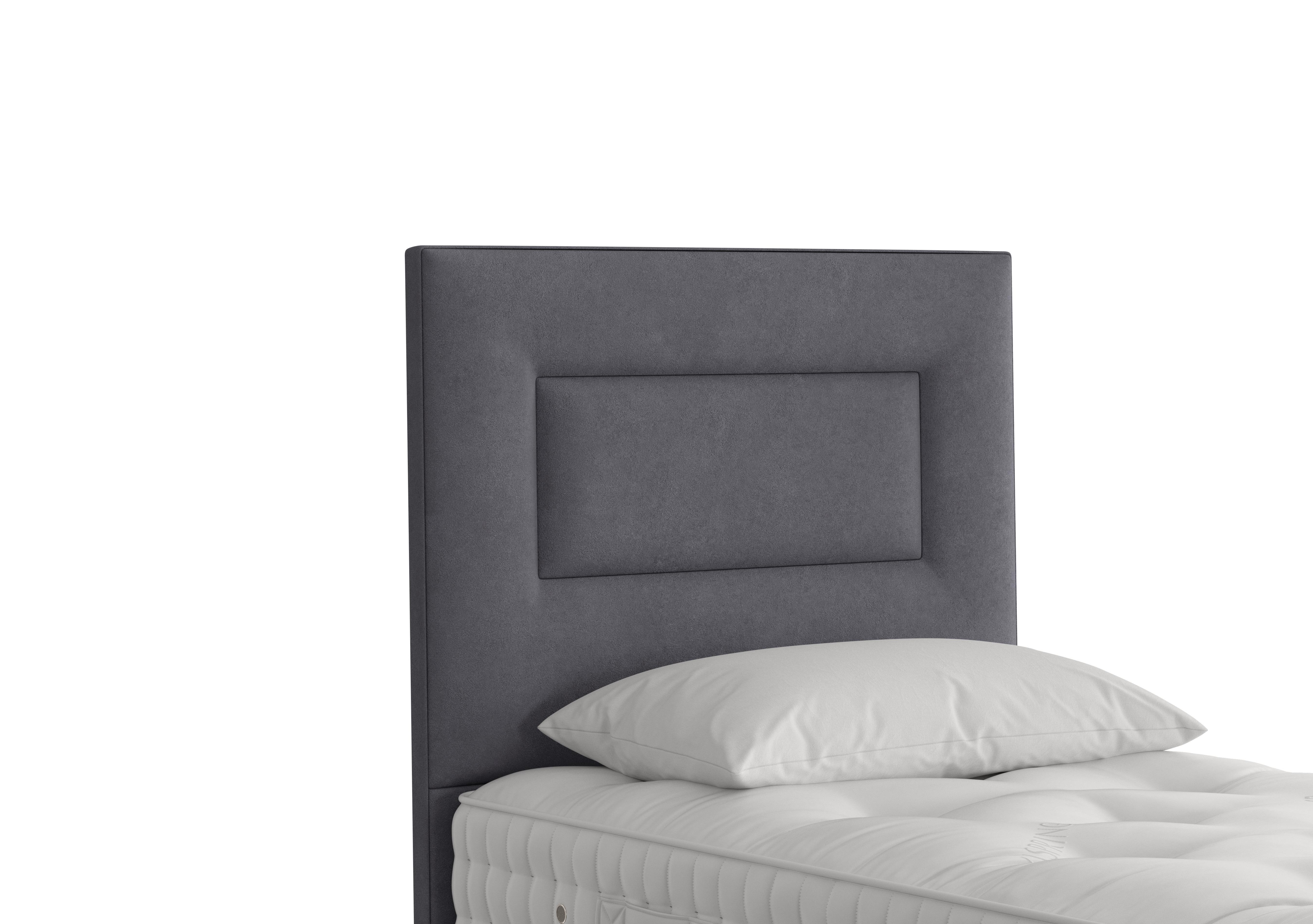 Enyo Floor Standing Headboard in 410 Faux Suede Charcoal on Furniture Village