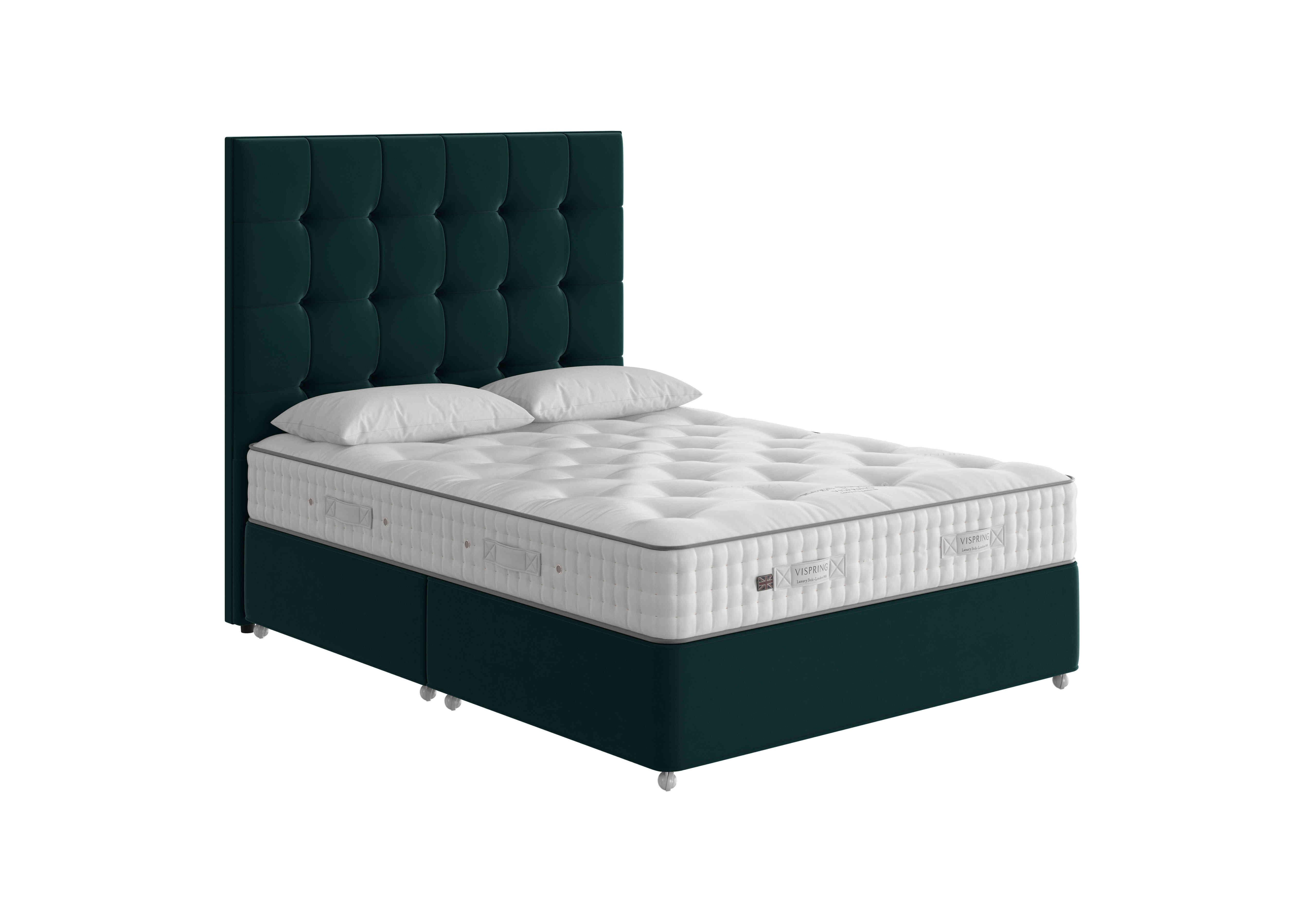 Regal Superb Divan Set in 2154 Plush Bottle Green on Furniture Village