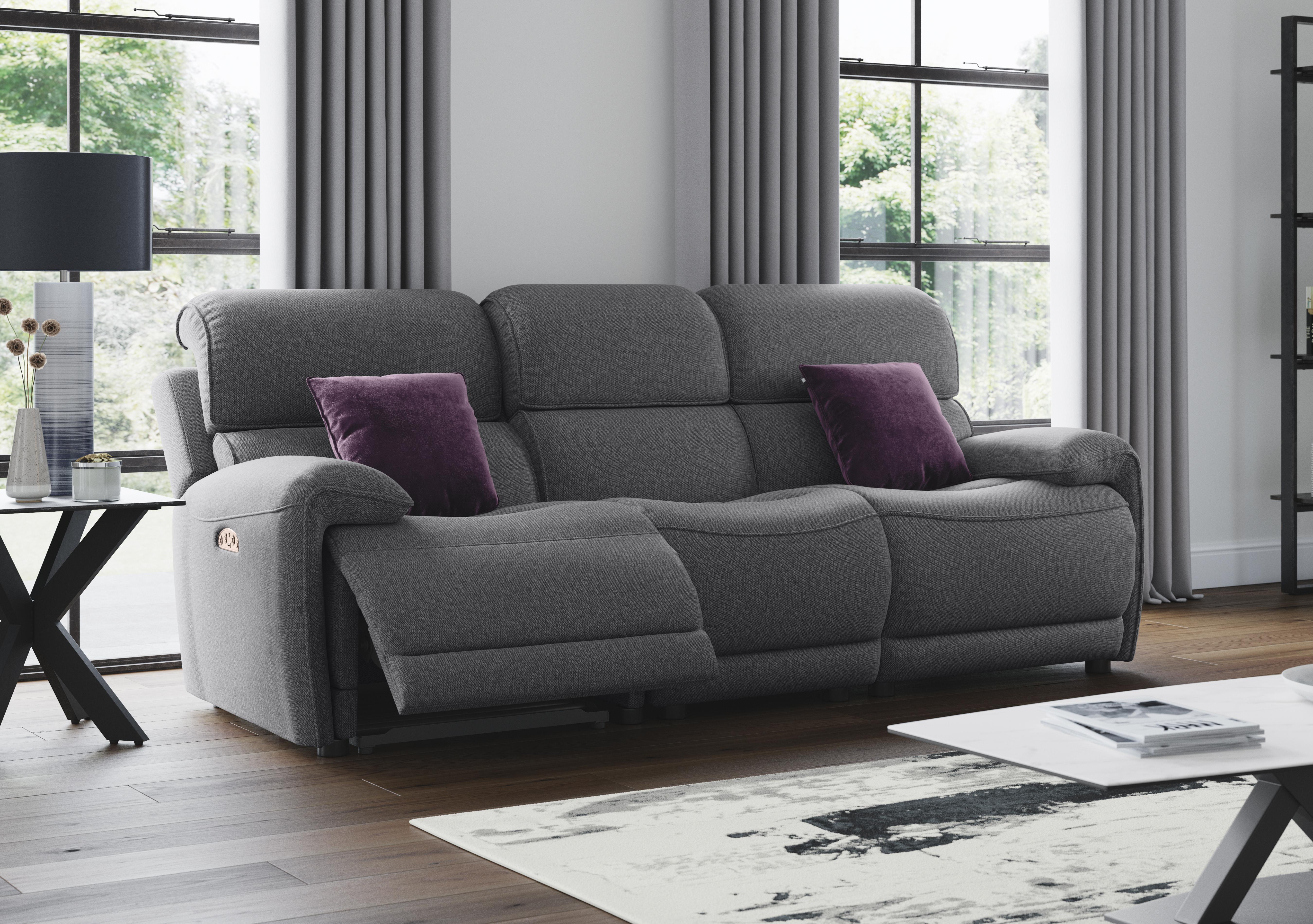 Link 3 Seater Fabric Power Recliner Sofa with Power Headrests in  on Furniture Village