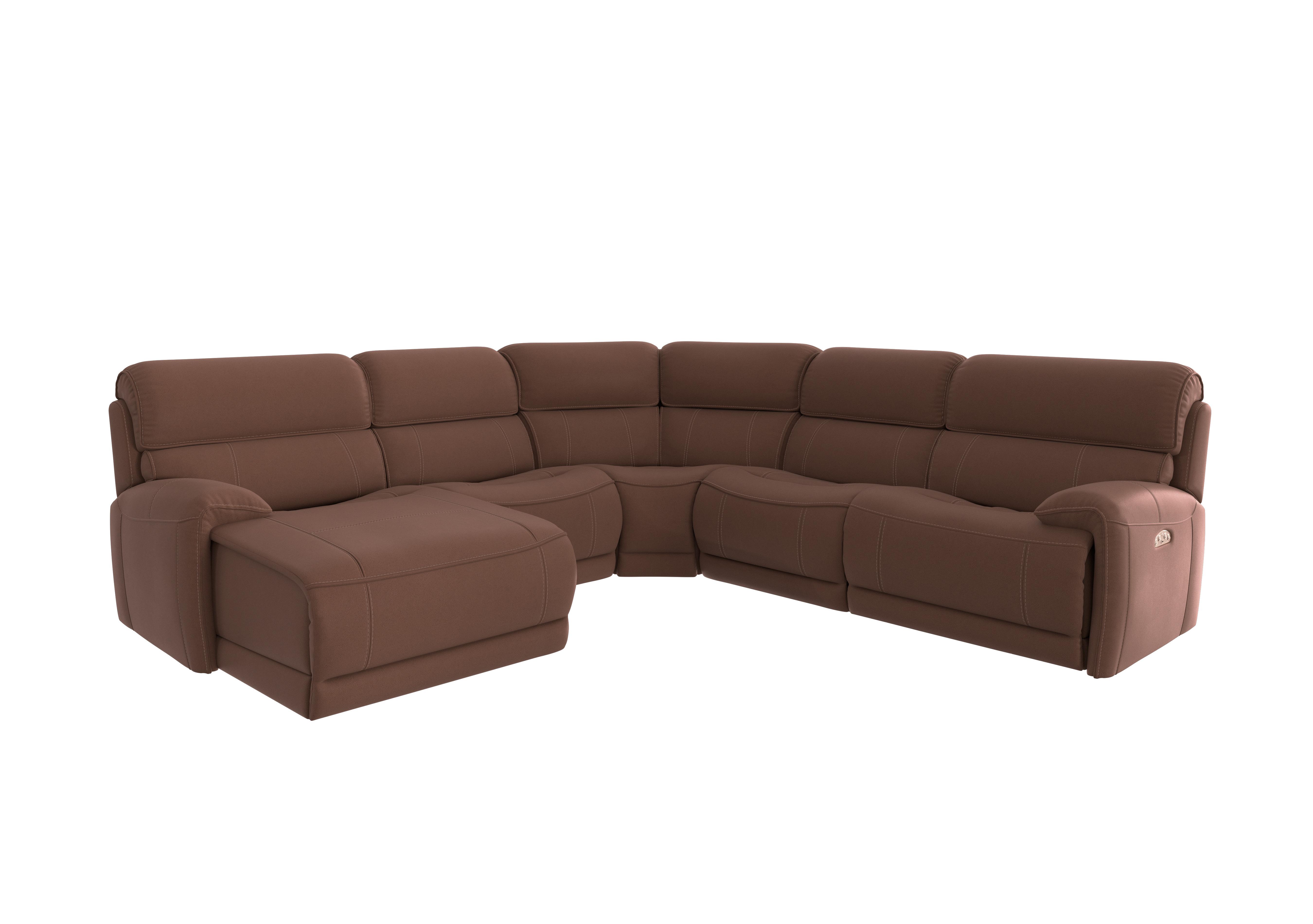 Link Fabric Corner Chaise Power Sofa in Bfa-Blj-R05 Hazelnut on Furniture Village