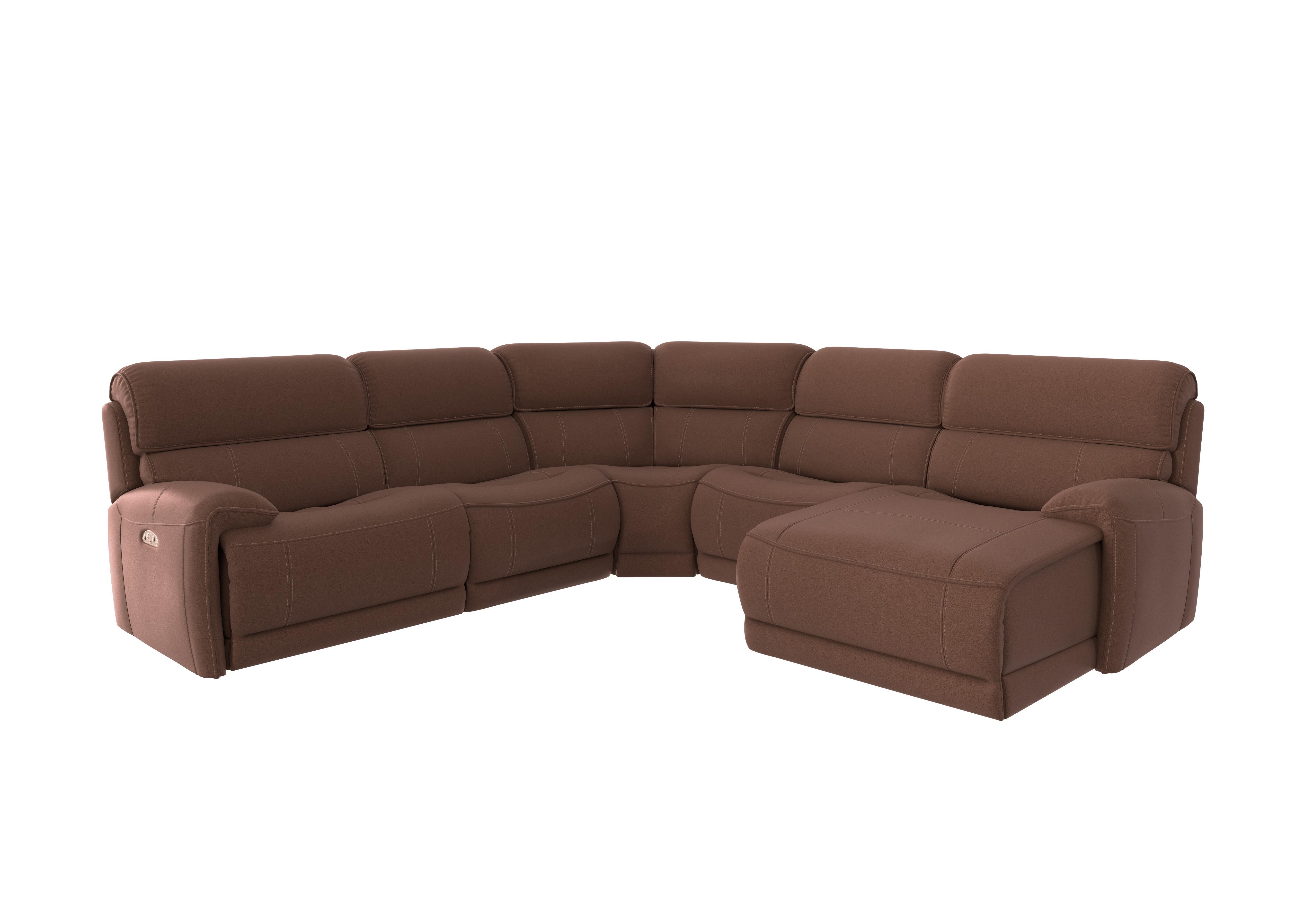 Link Fabric Corner Chaise Power Sofa in Bfa-Blj-R05 Hazelnut on Furniture Village