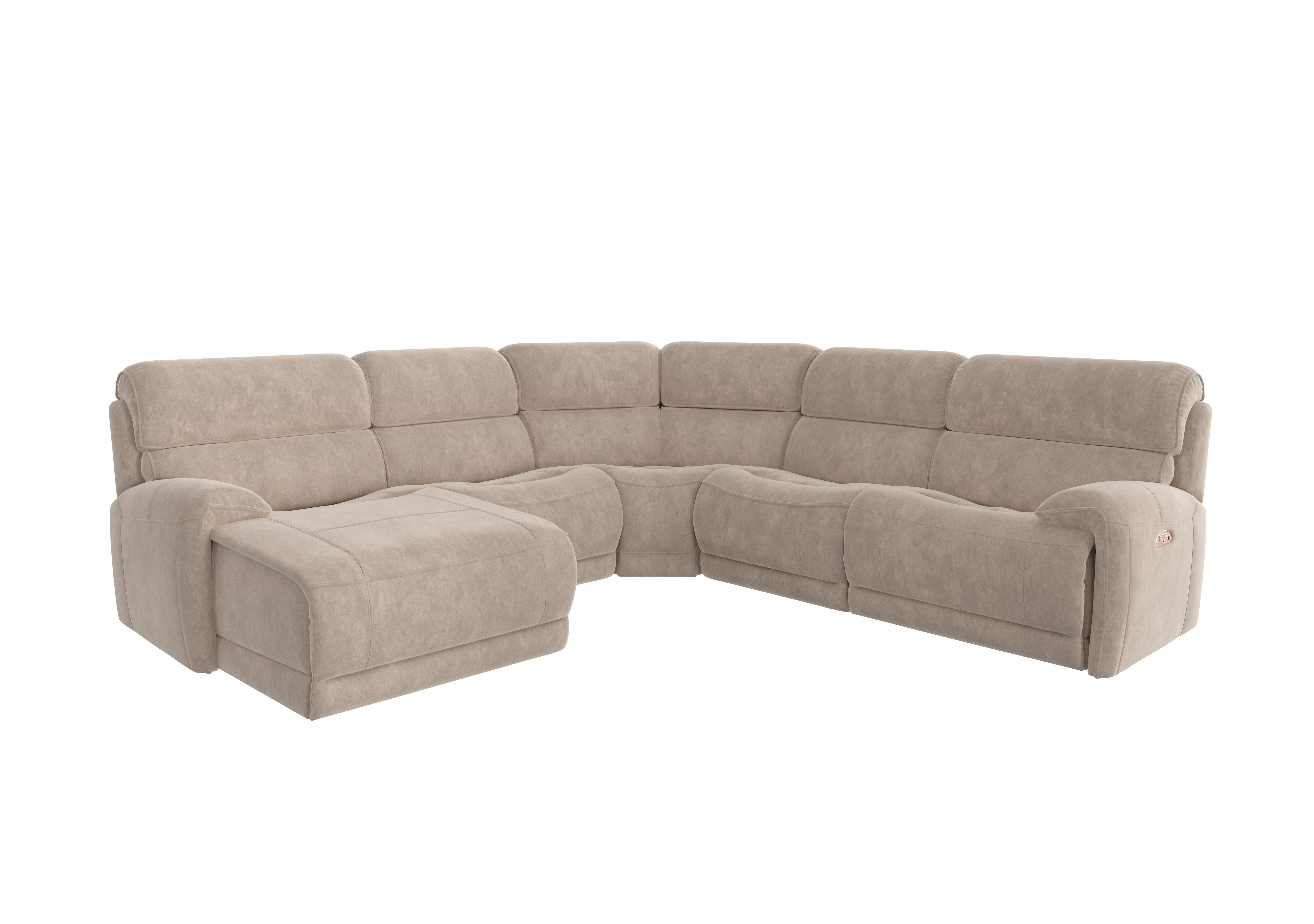 Link Fabric Corner Chaise Power Sofa in Bfa-Bnn-R26 Fv2 Cream on Furniture Village