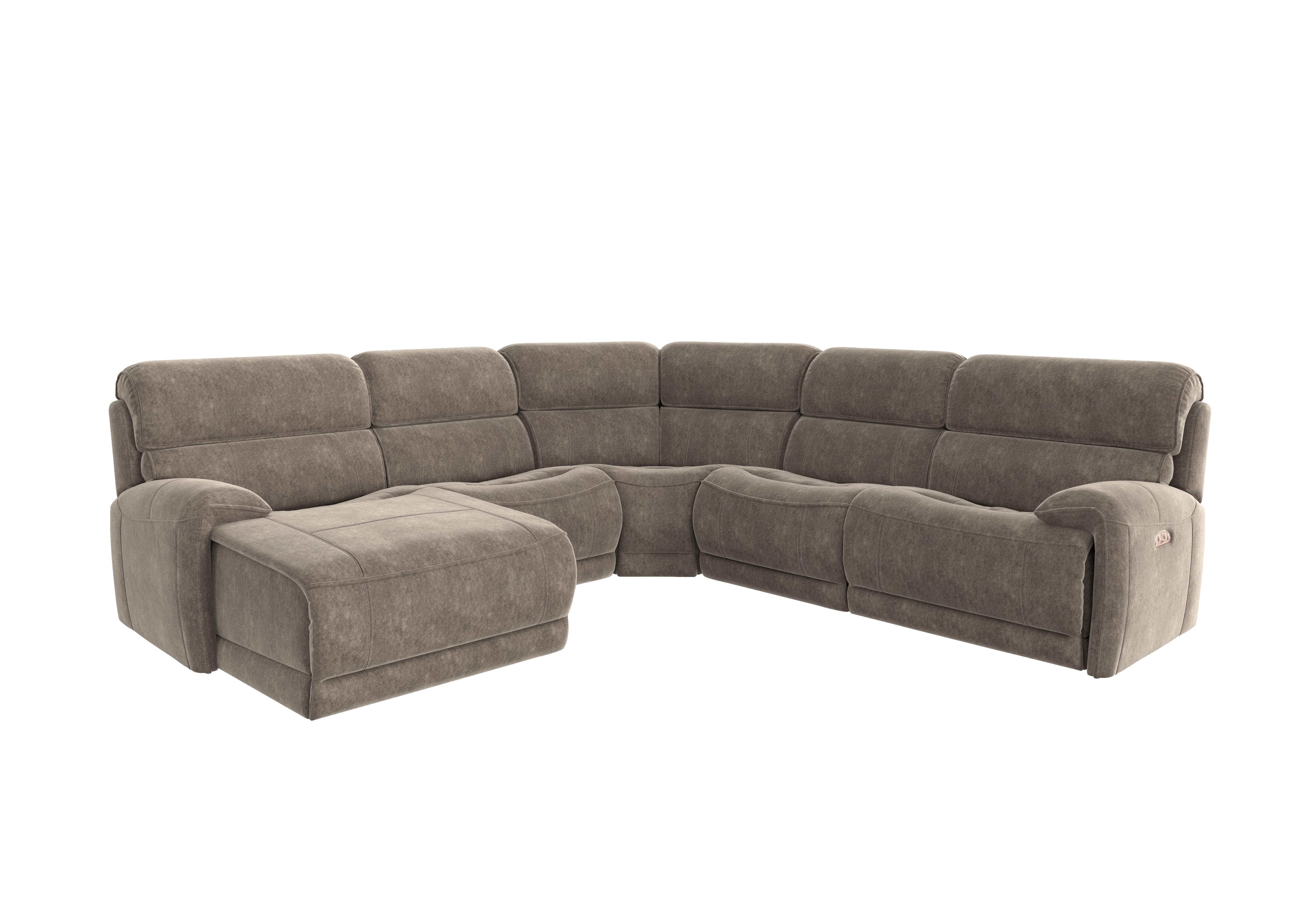 Link Fabric Corner Chaise Power Sofa in Bfa-Bnn-R29 Fv1 Mink on Furniture Village