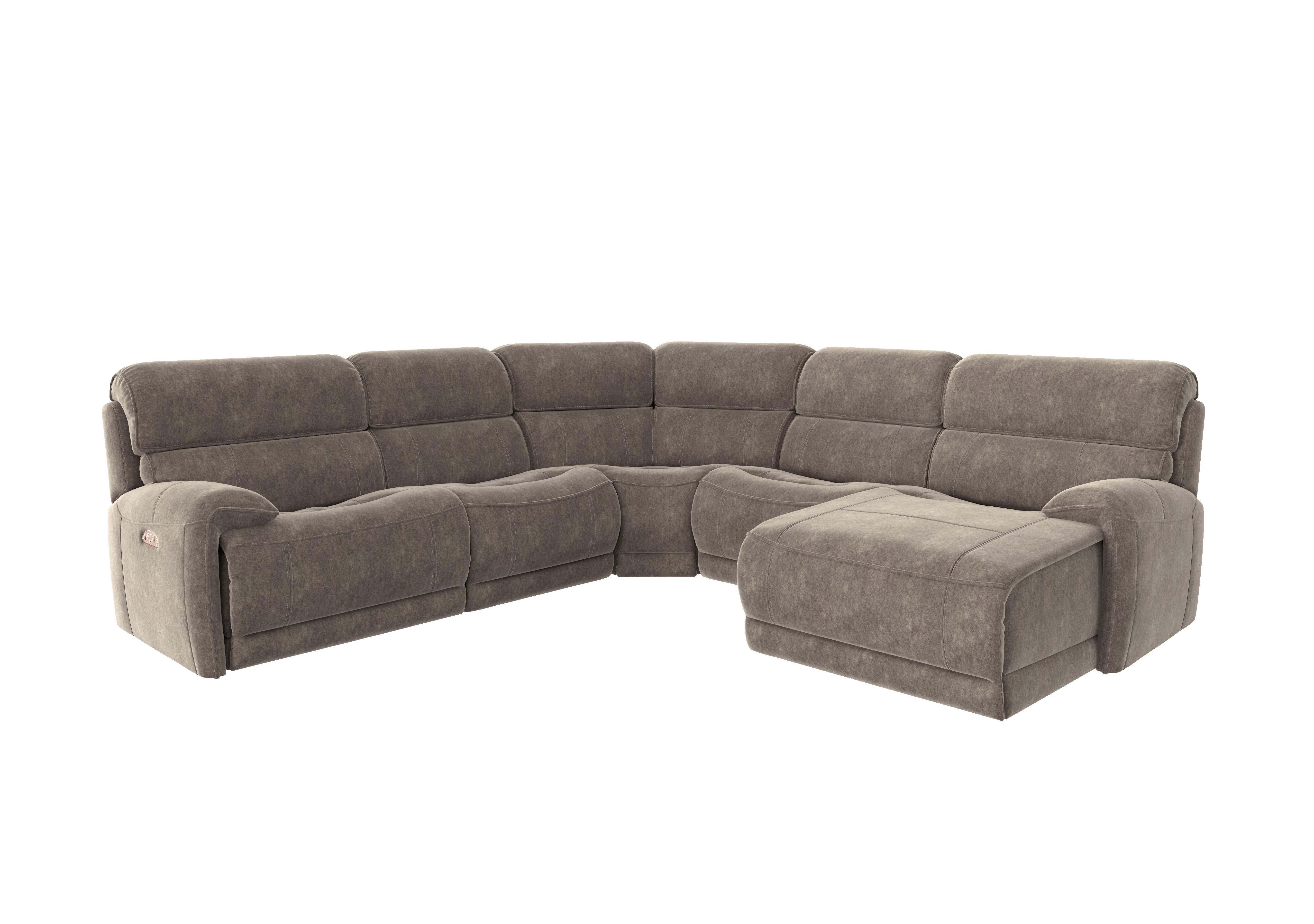 Link Fabric Corner Chaise Power Sofa in Bfa-Bnn-R29 Fv1 Mink on Furniture Village