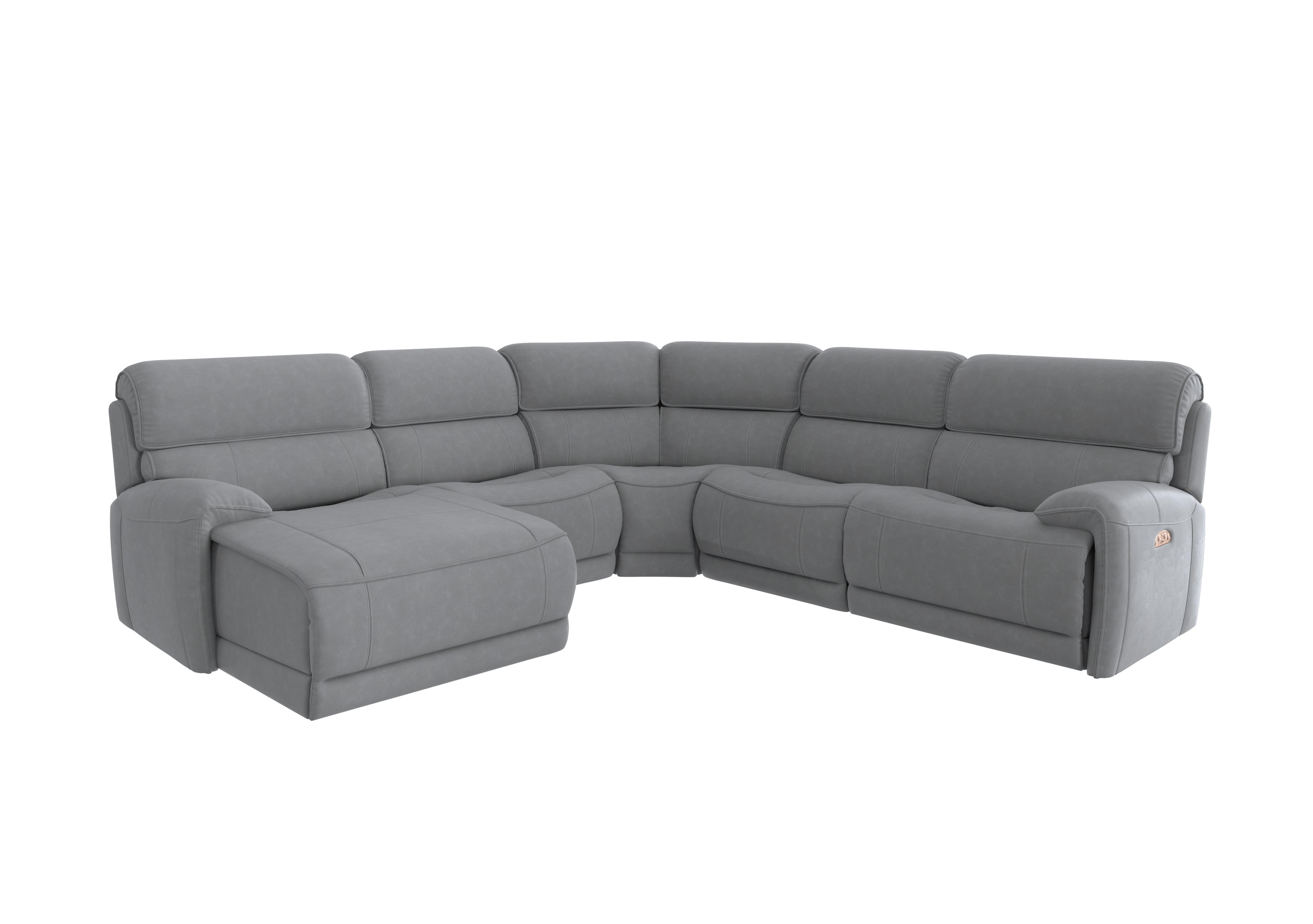 Link Fabric Corner Chaise Power Sofa in Bfa-Ori-R07 Bluish Grey on Furniture Village