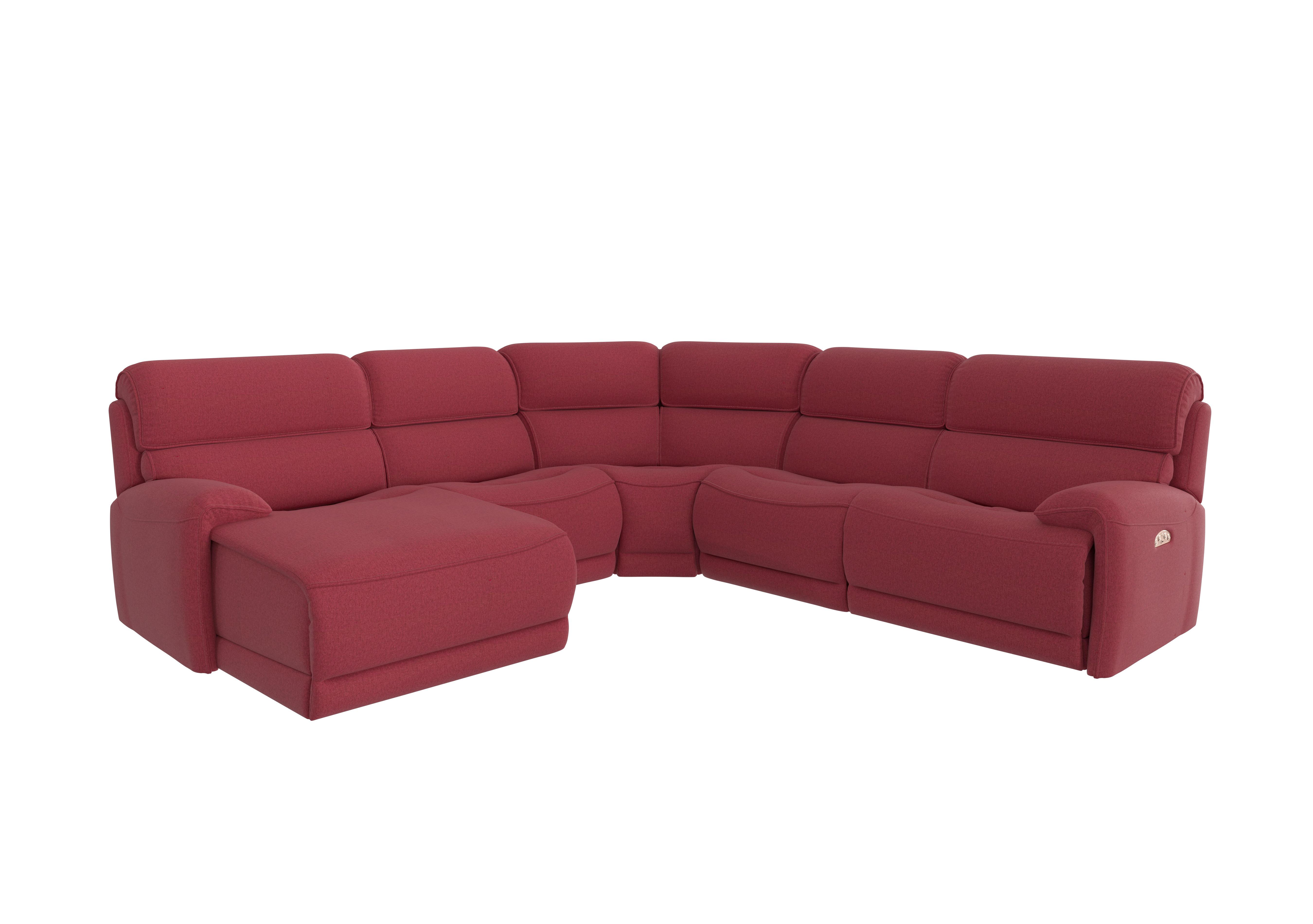 Link Fabric Corner Chaise Power Sofa in Fab-Blt-R29 Red on Furniture Village
