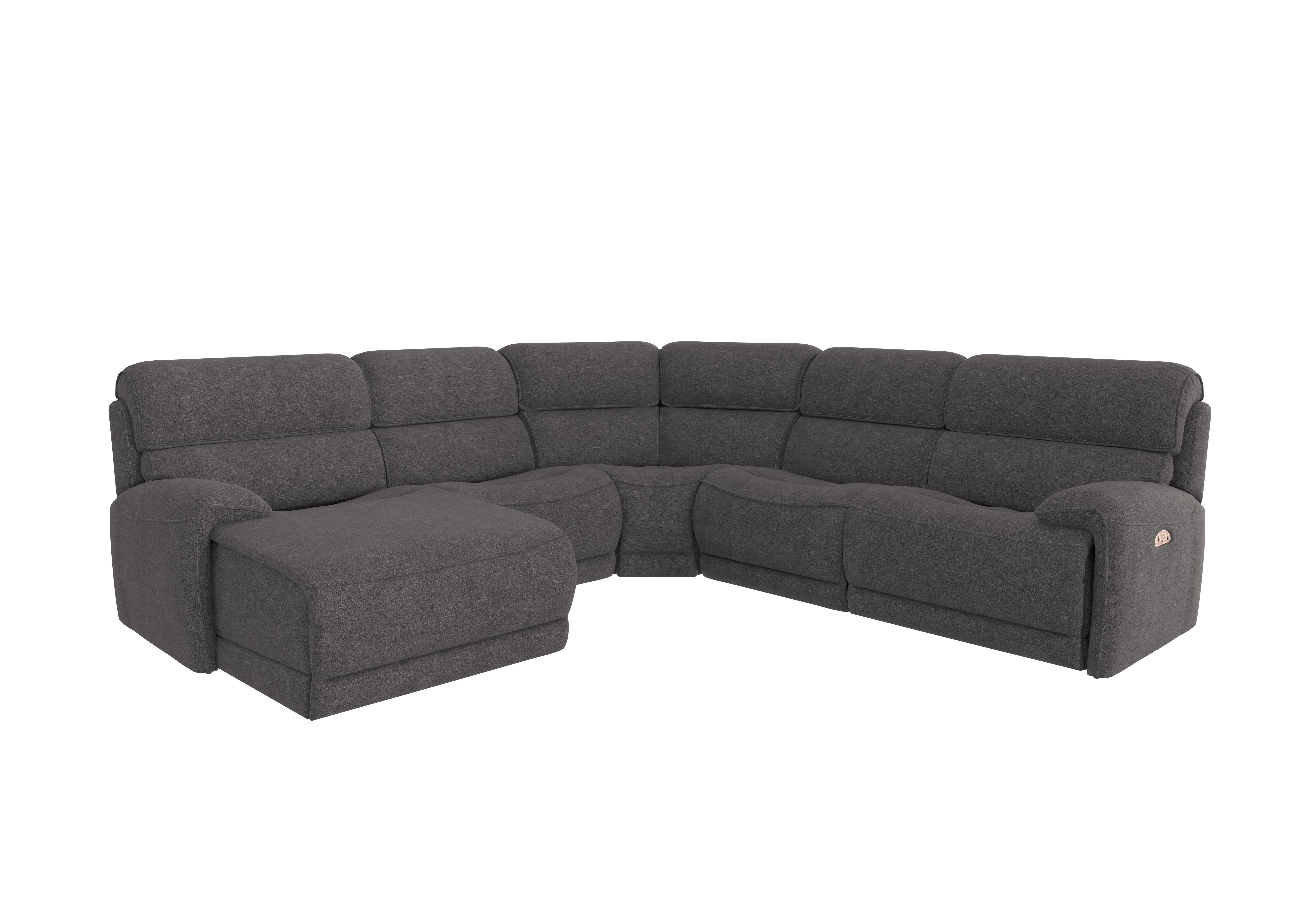 Link Fabric Corner Chaise Power Sofa in Fab-Meo-R25 Iron Grey on Furniture Village