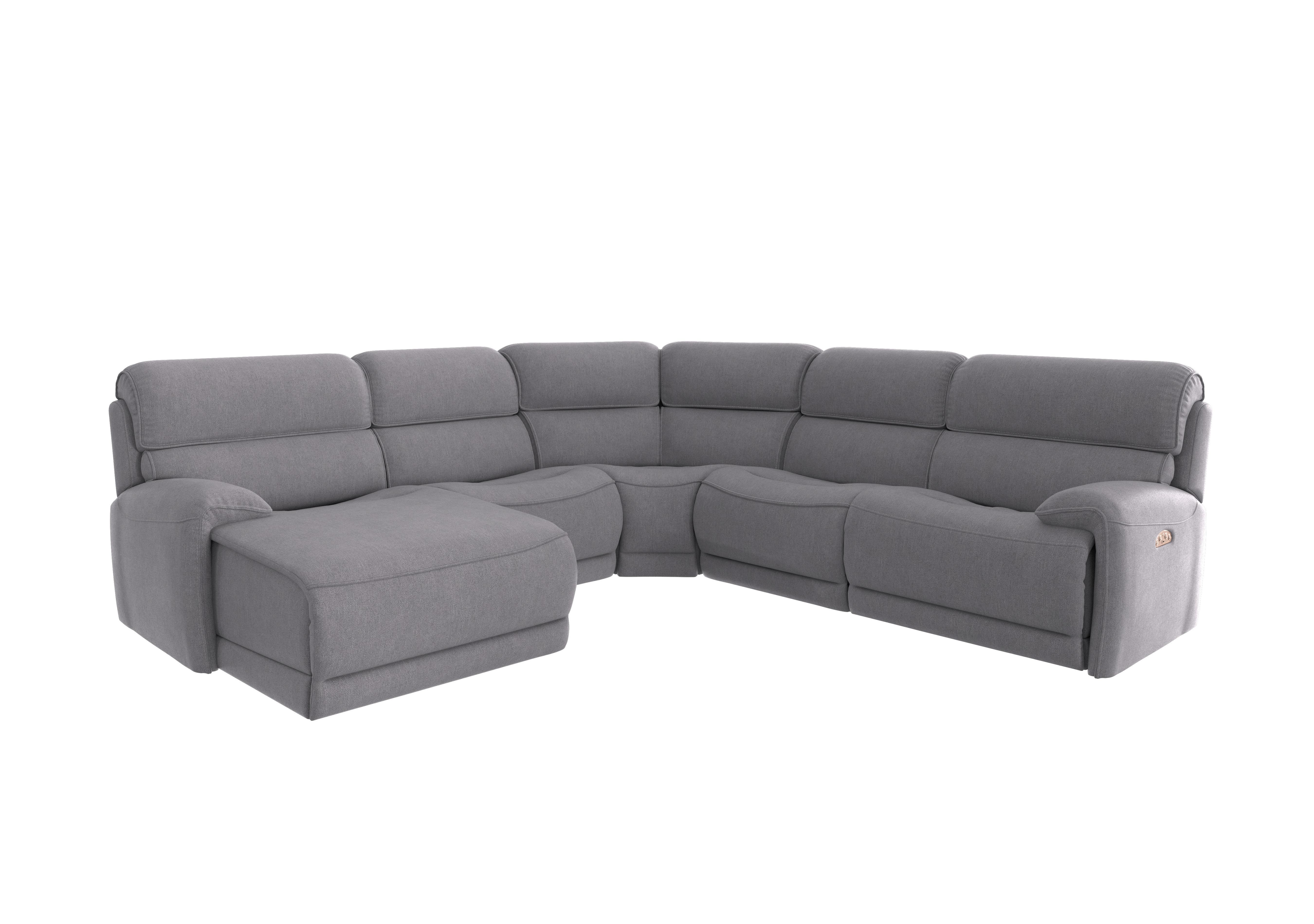 Link Fabric Corner Chaise Power Sofa in Fab-Meo-R27 Pewter on Furniture Village
