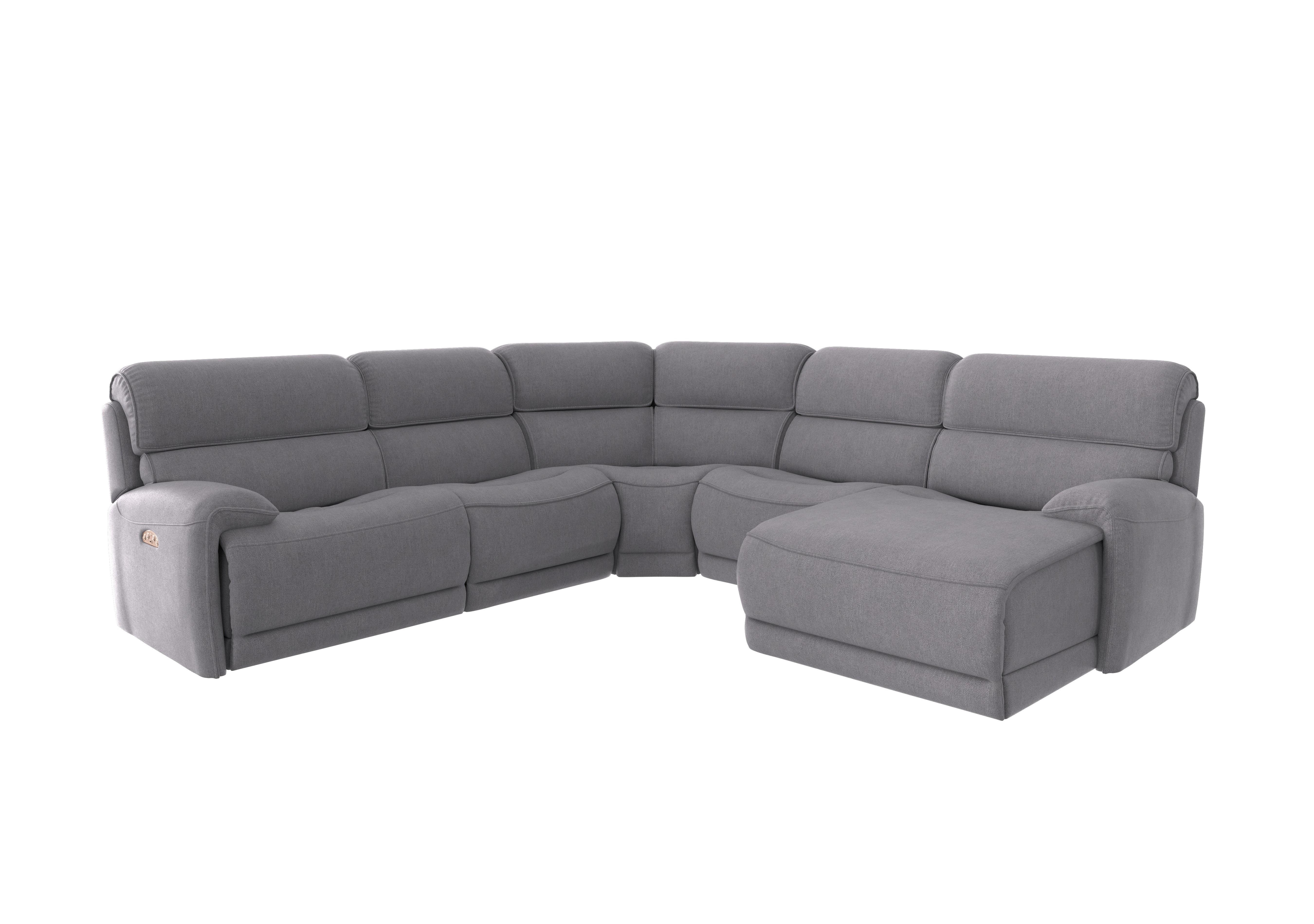 Link Fabric Corner Chaise Power Sofa in Fab-Meo-R27 Pewter on Furniture Village
