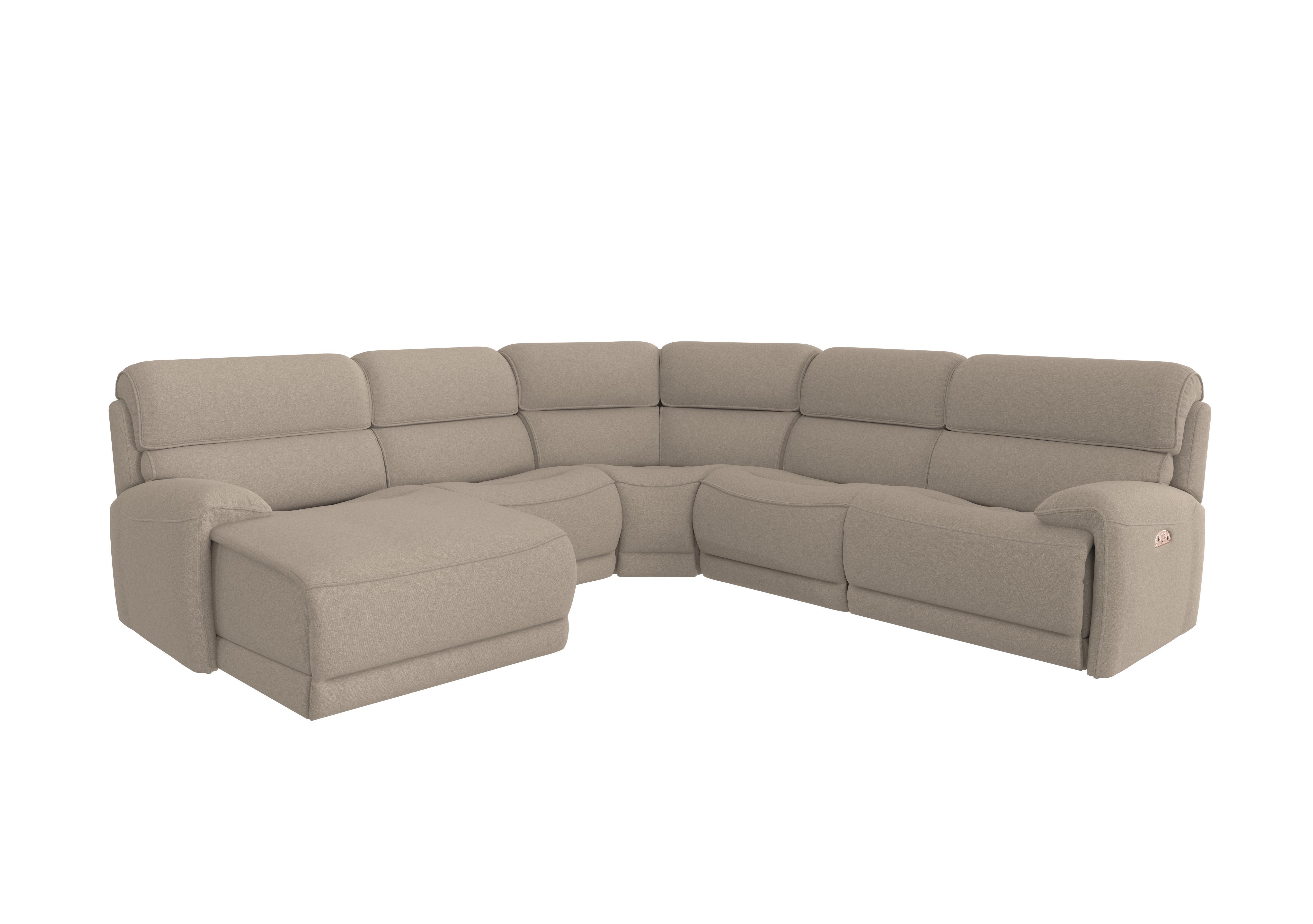 Link Fabric Corner Chaise Power Sofa in Fab-Ska-R28 Beige on Furniture Village