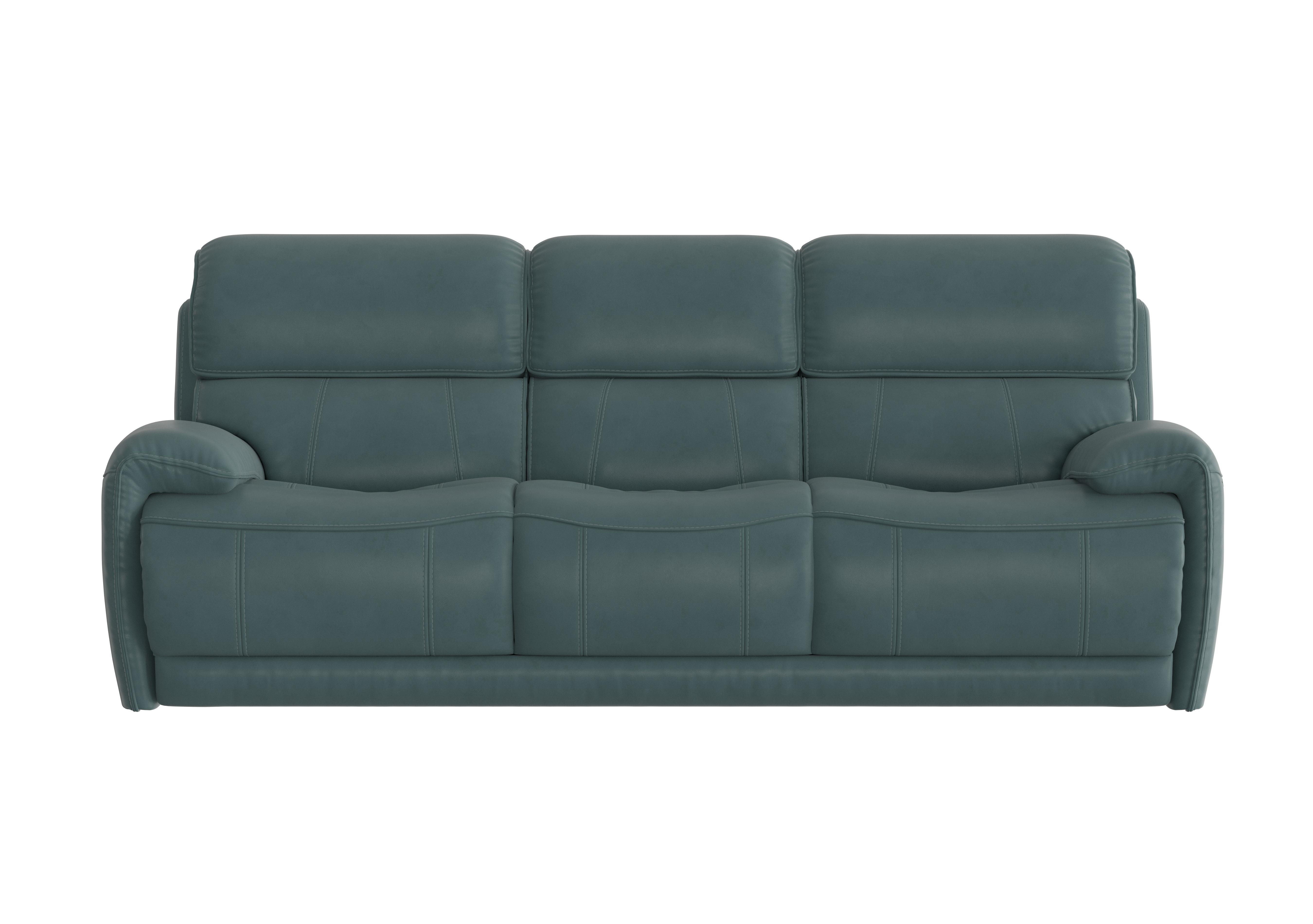 Link 3 Seater Leather Sofa in Bv-301e Lake Green on Furniture Village