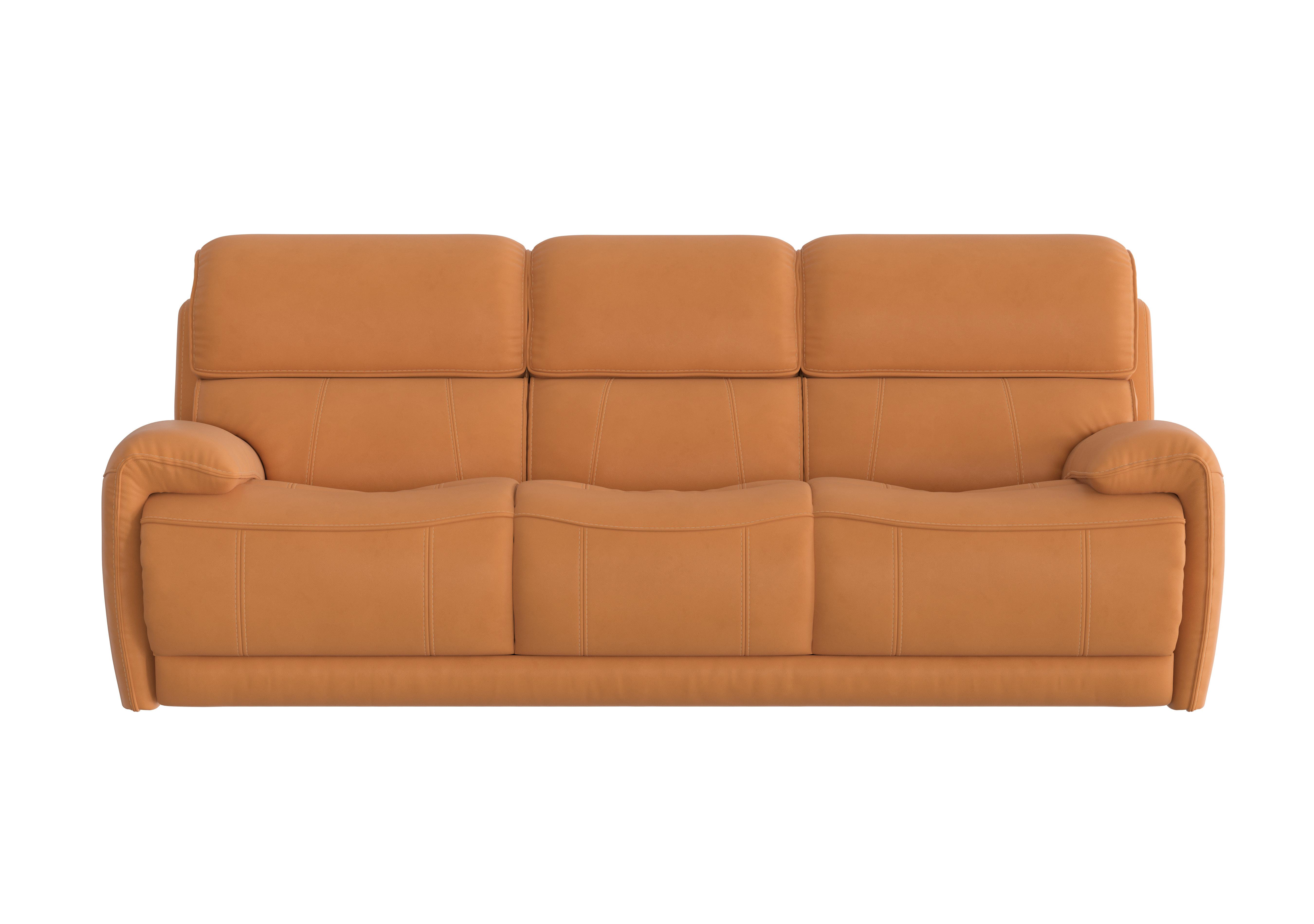 Link 3 Seater Leather Sofa in Bv-335e Honey Yellow on Furniture Village
