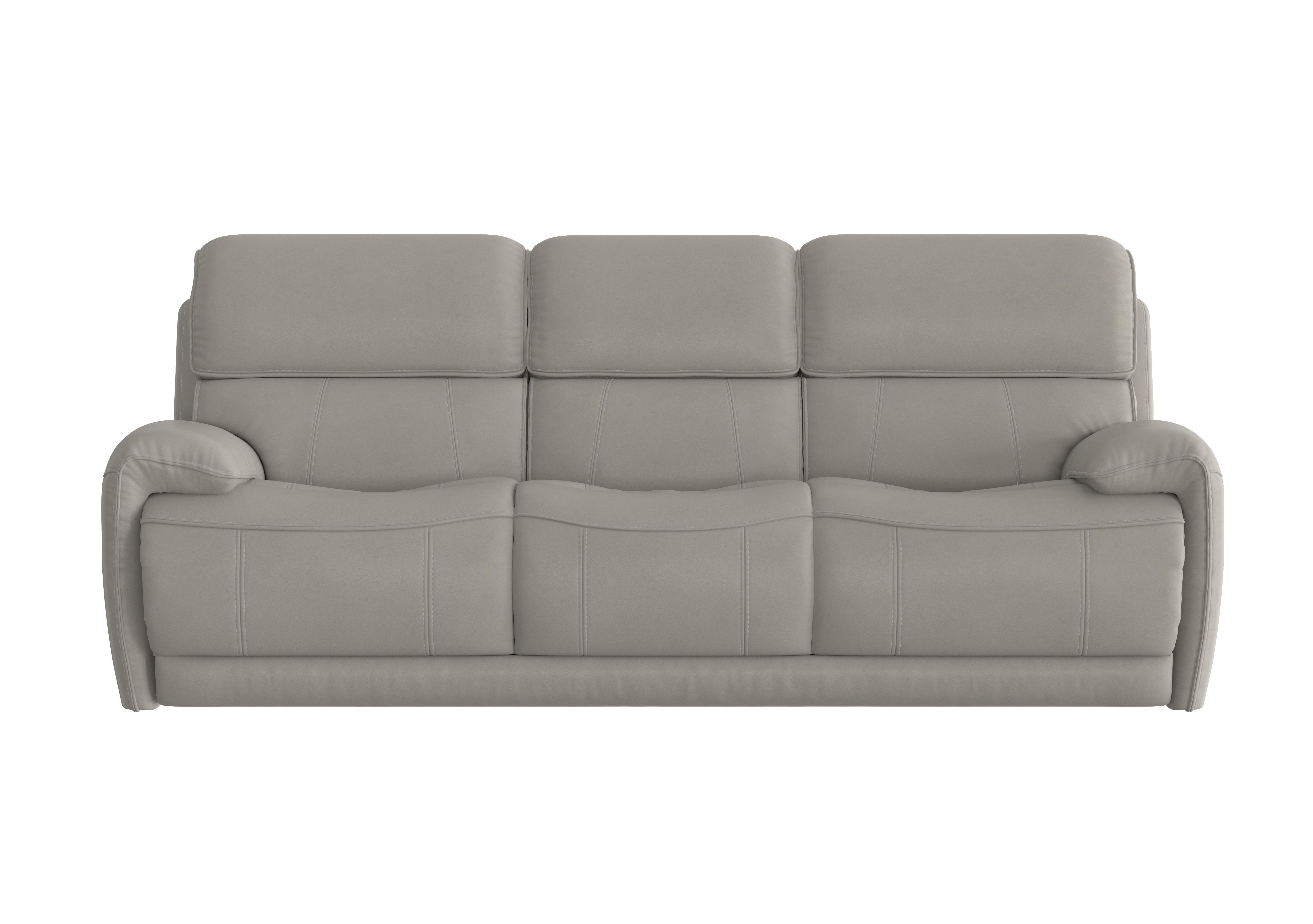 Link 3 Seater Leather Sofa in Bv-946b Silver Grey on Furniture Village