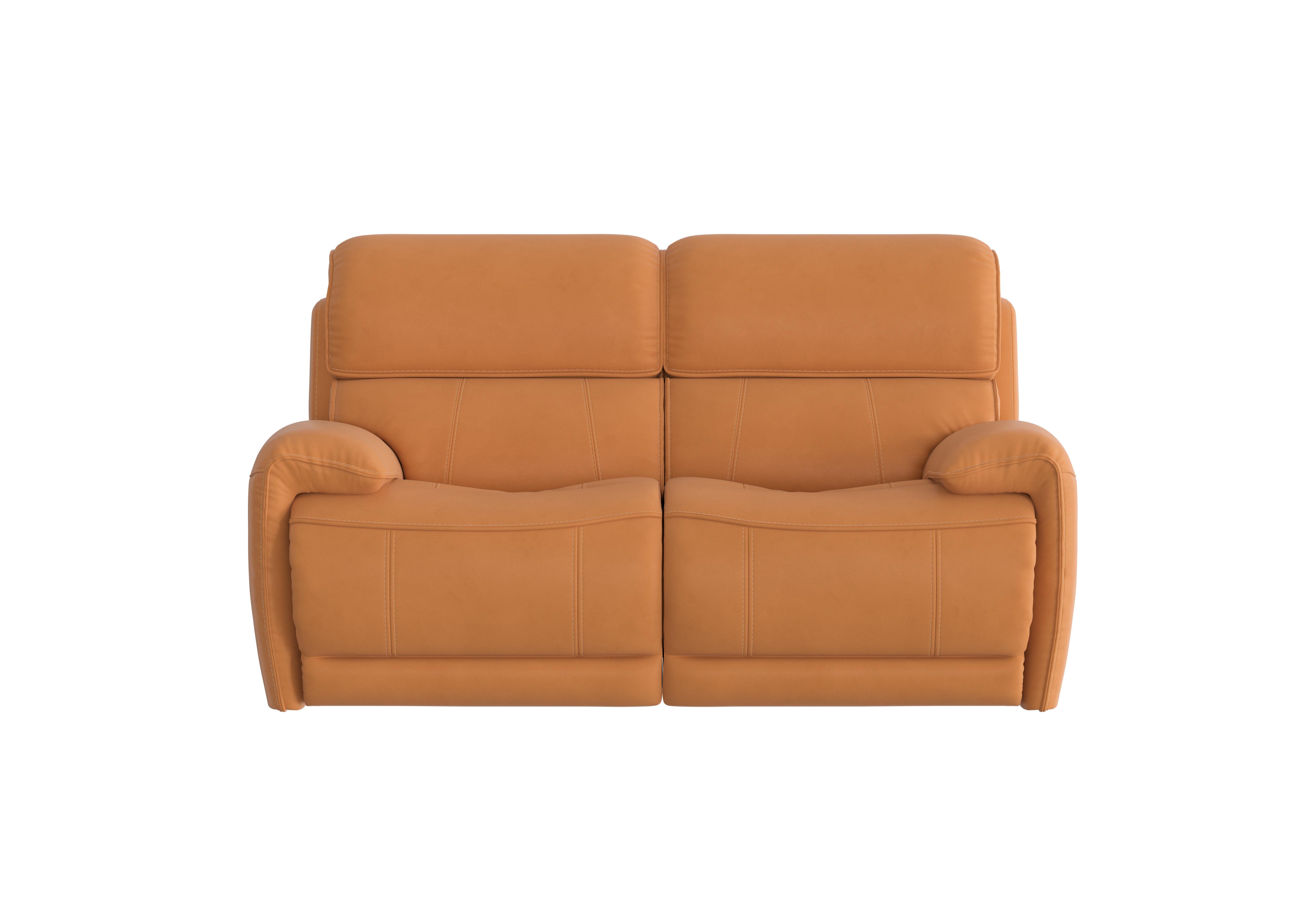 Link 2 Seater Leather Power Recliner Sofa with Power Headrests in Bv-335e Honey Yellow on Furniture Village