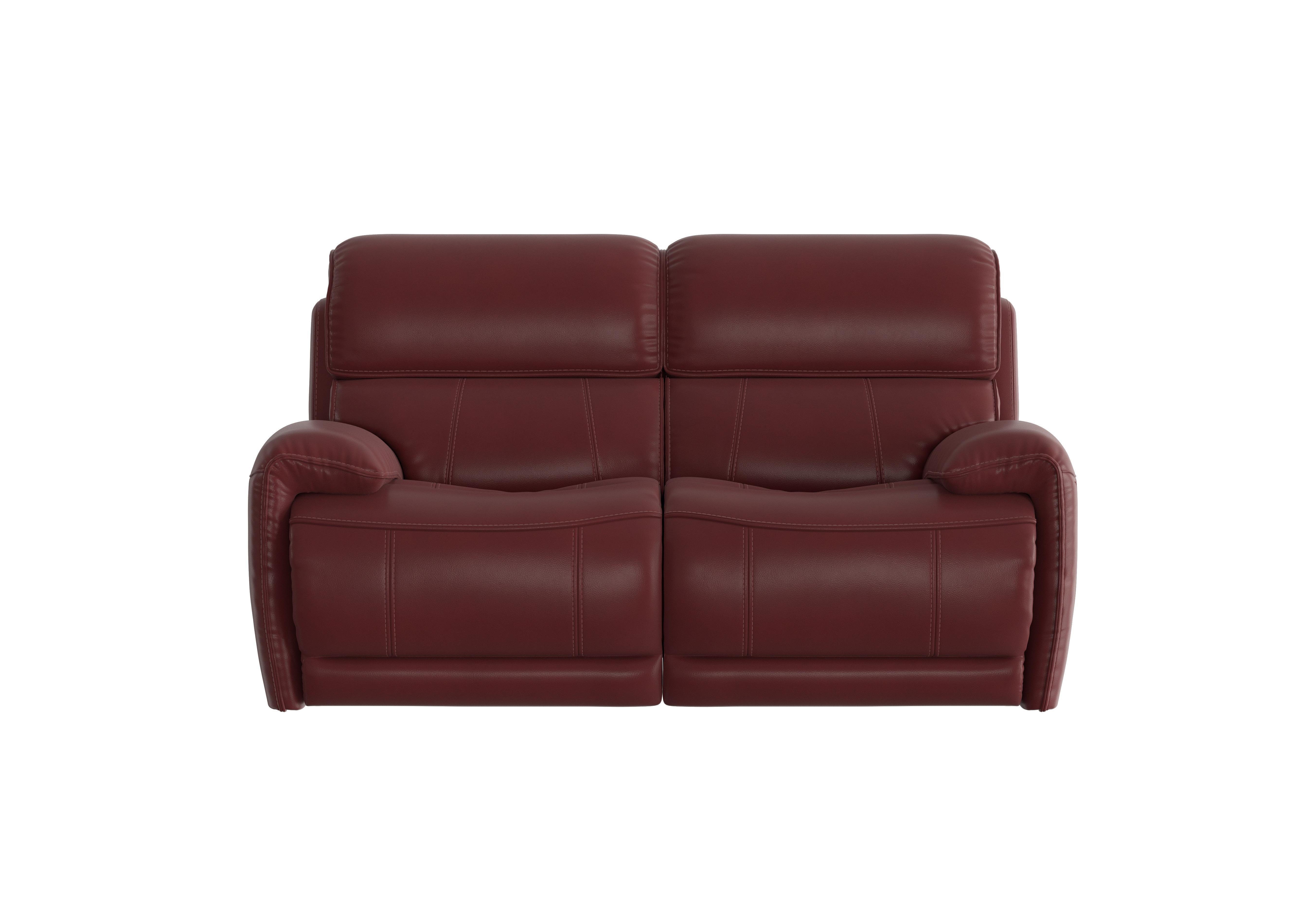 Link 2 Seater Leather Power Recliner Sofa with Power Headrests in Nc-035c Deep Red on Furniture Village