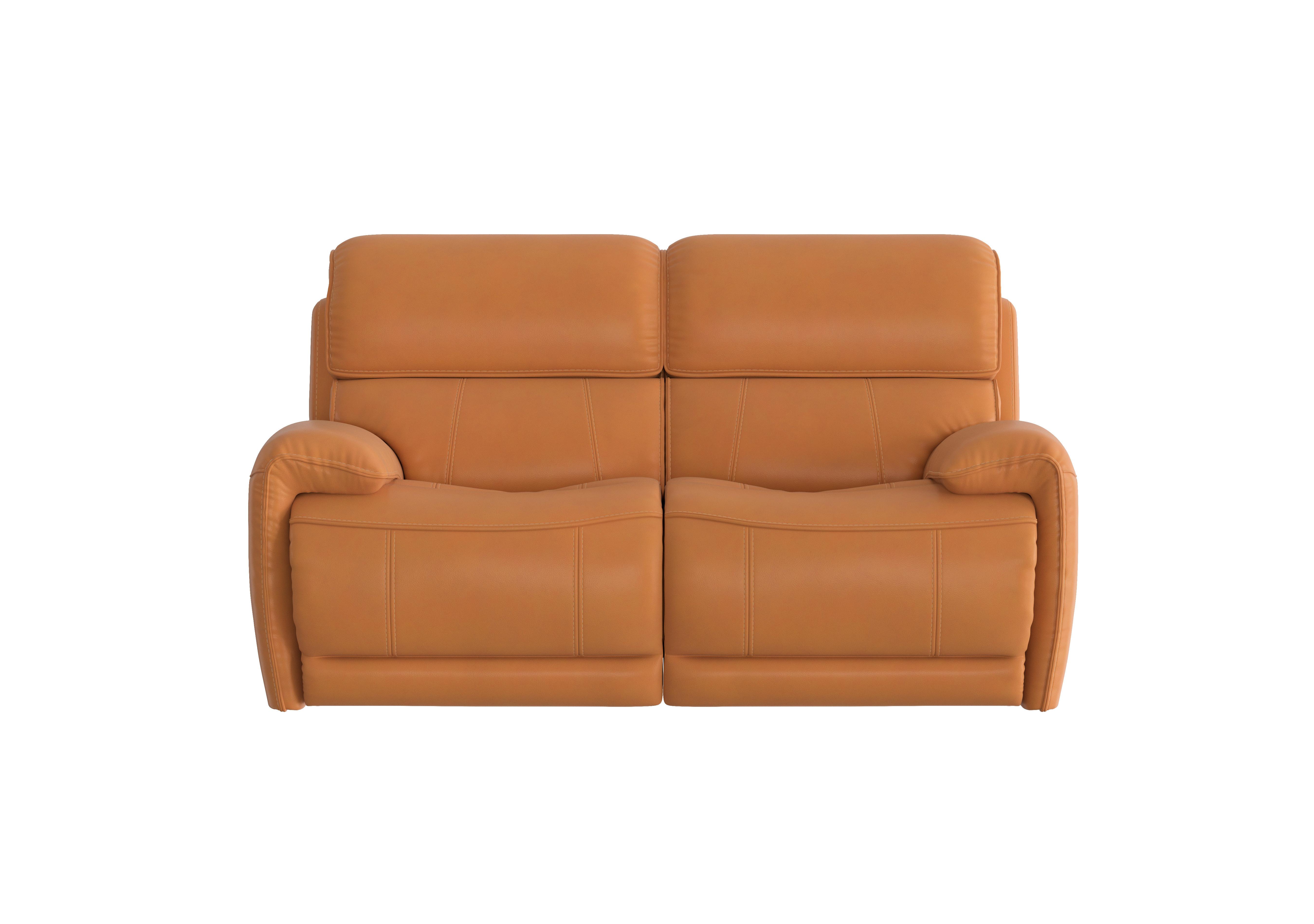 Link 2 Seater Leather Power Recliner Sofa with Power Headrests in Nc-335e Honey Yellow on Furniture Village