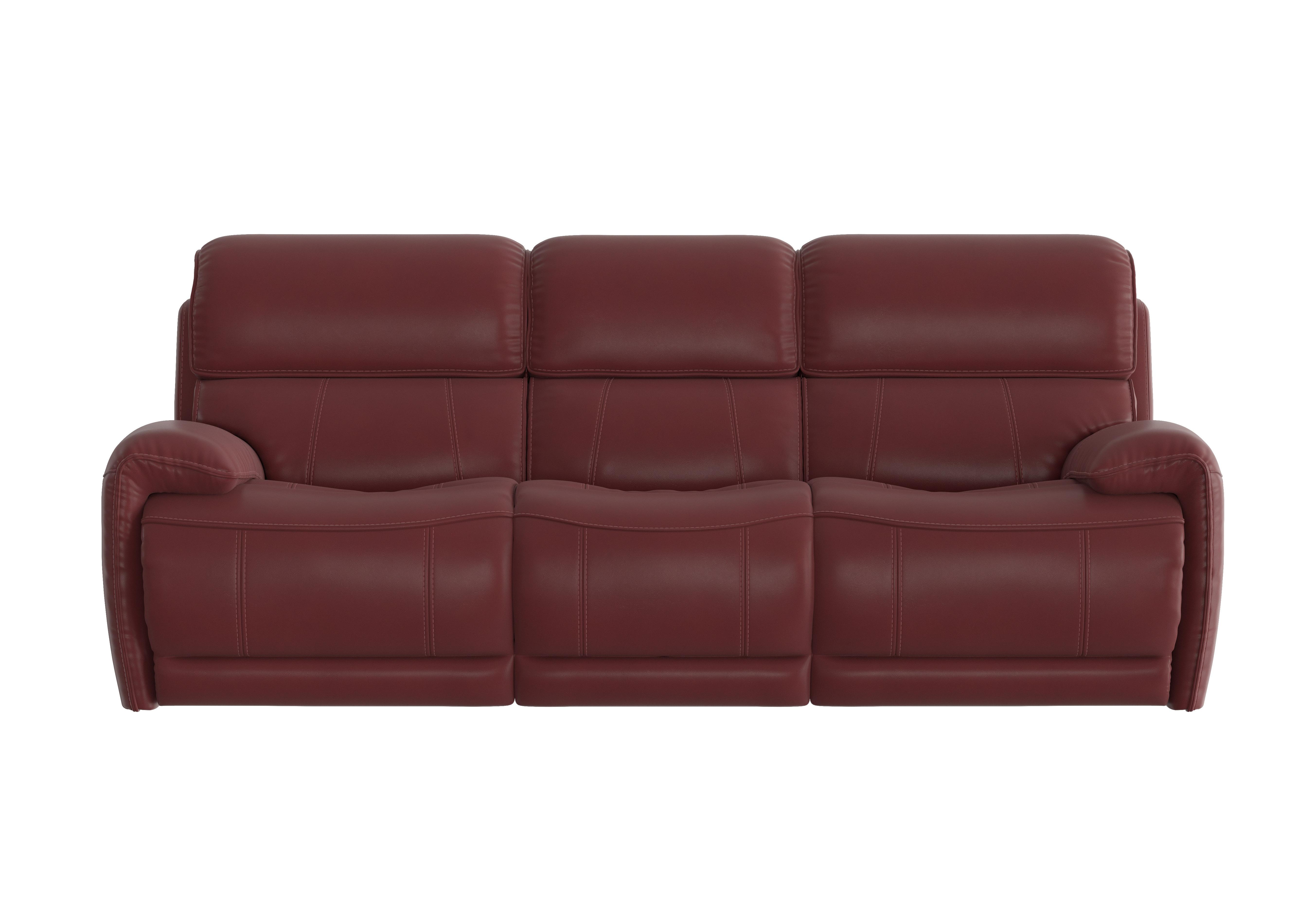 Link 3 Seater Leather Power Recliner Sofa with Power Headrests in Bv-035c Deep Red on Furniture Village