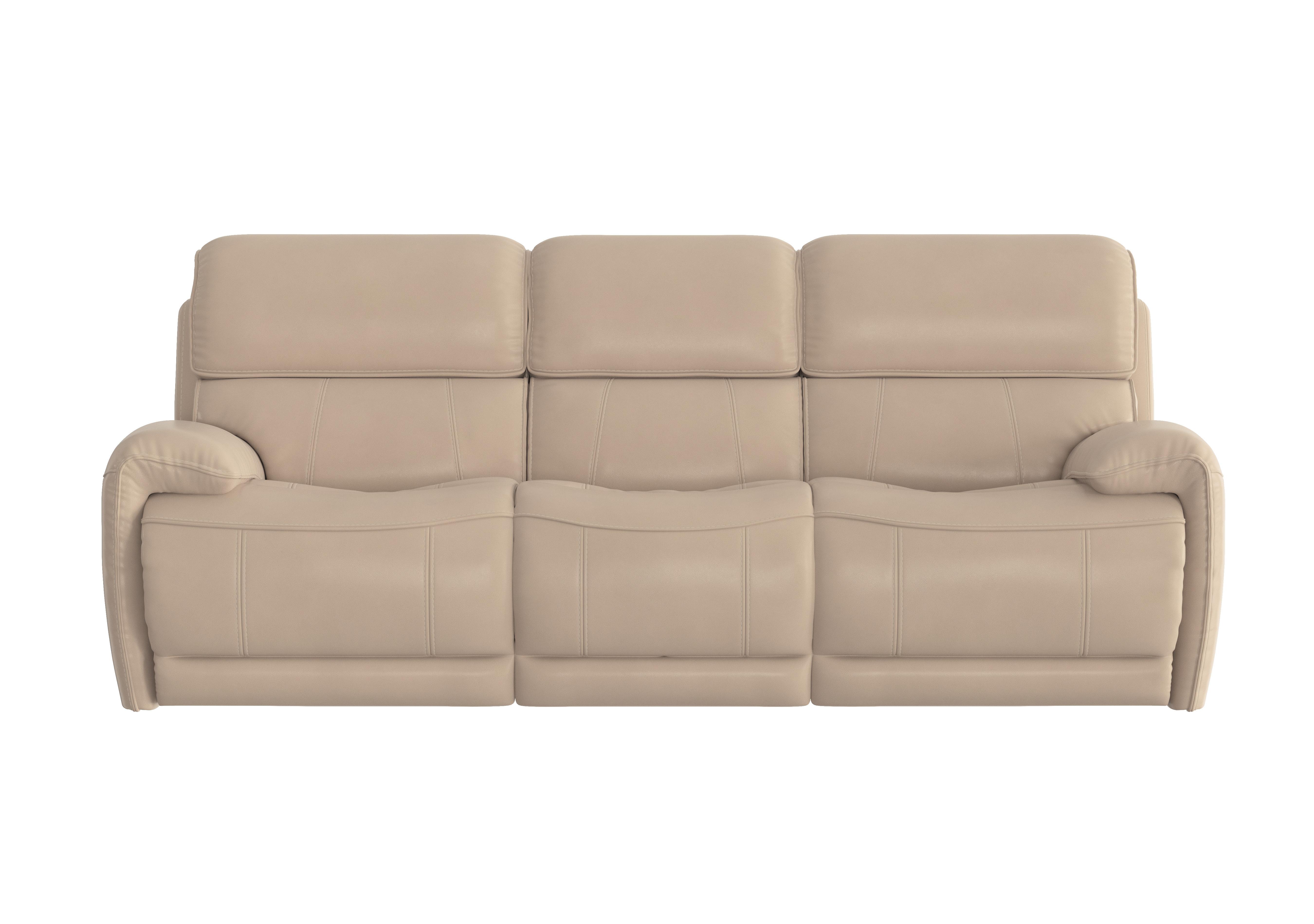 Link 3 Seater Leather Power Recliner Sofa with Power Headrests in Bv-039c Pebble on Furniture Village