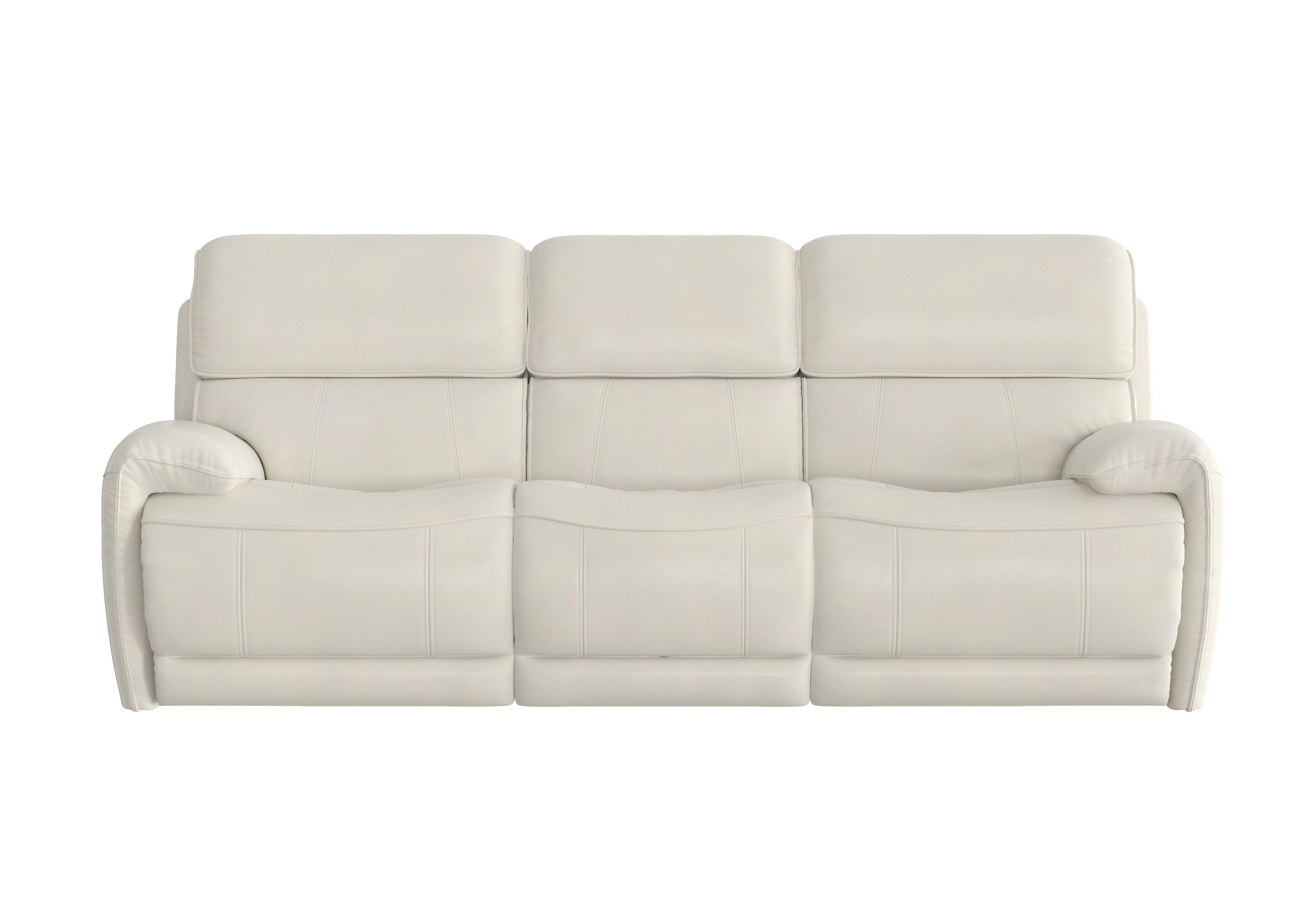 Link 3 Seater Leather Power Recliner Sofa with Power Headrests in Bv-156e Frost on Furniture Village