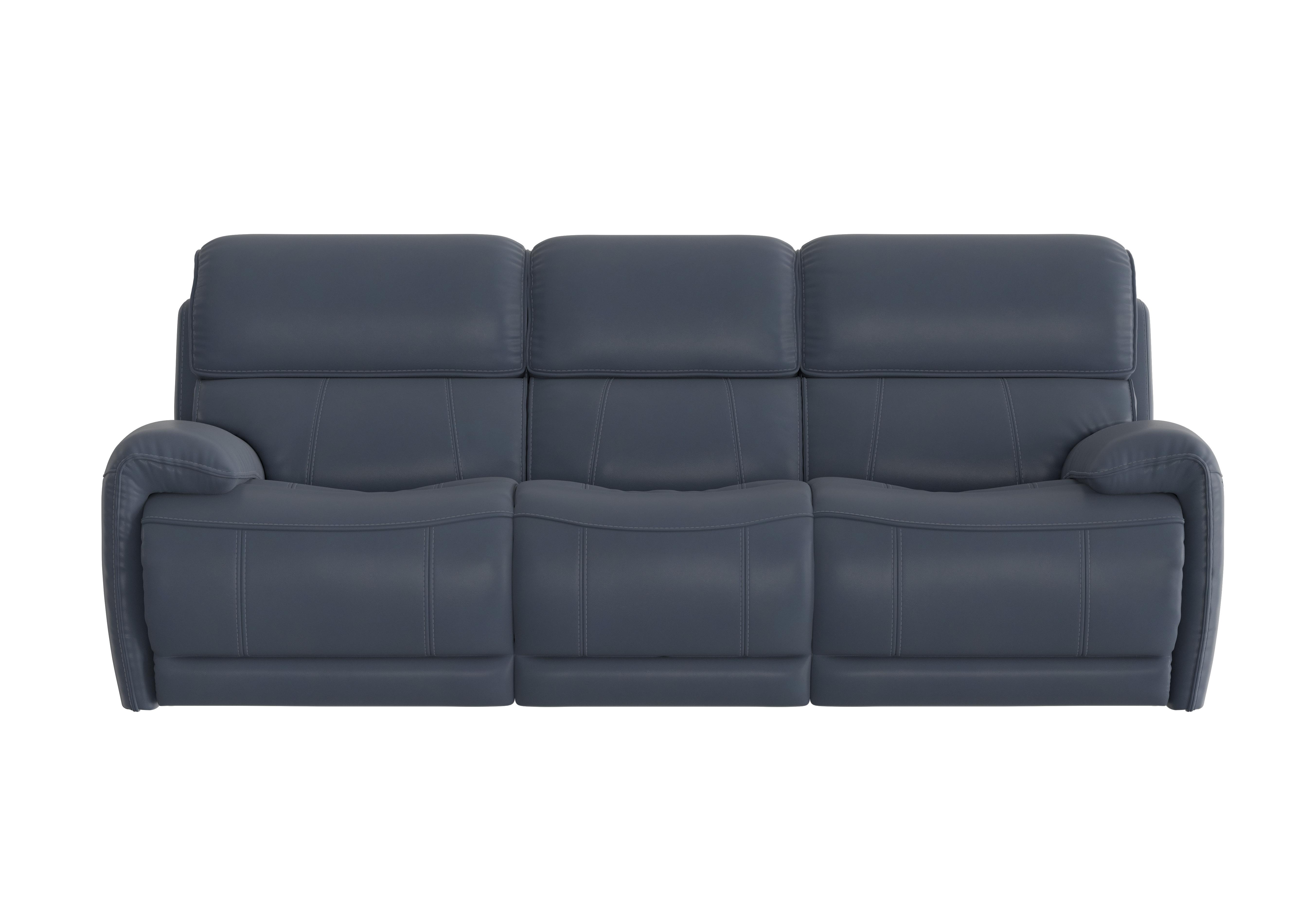 Link 3 Seater Leather Power Recliner Sofa with Power Headrests in Bv-313e Ocean Blue on Furniture Village