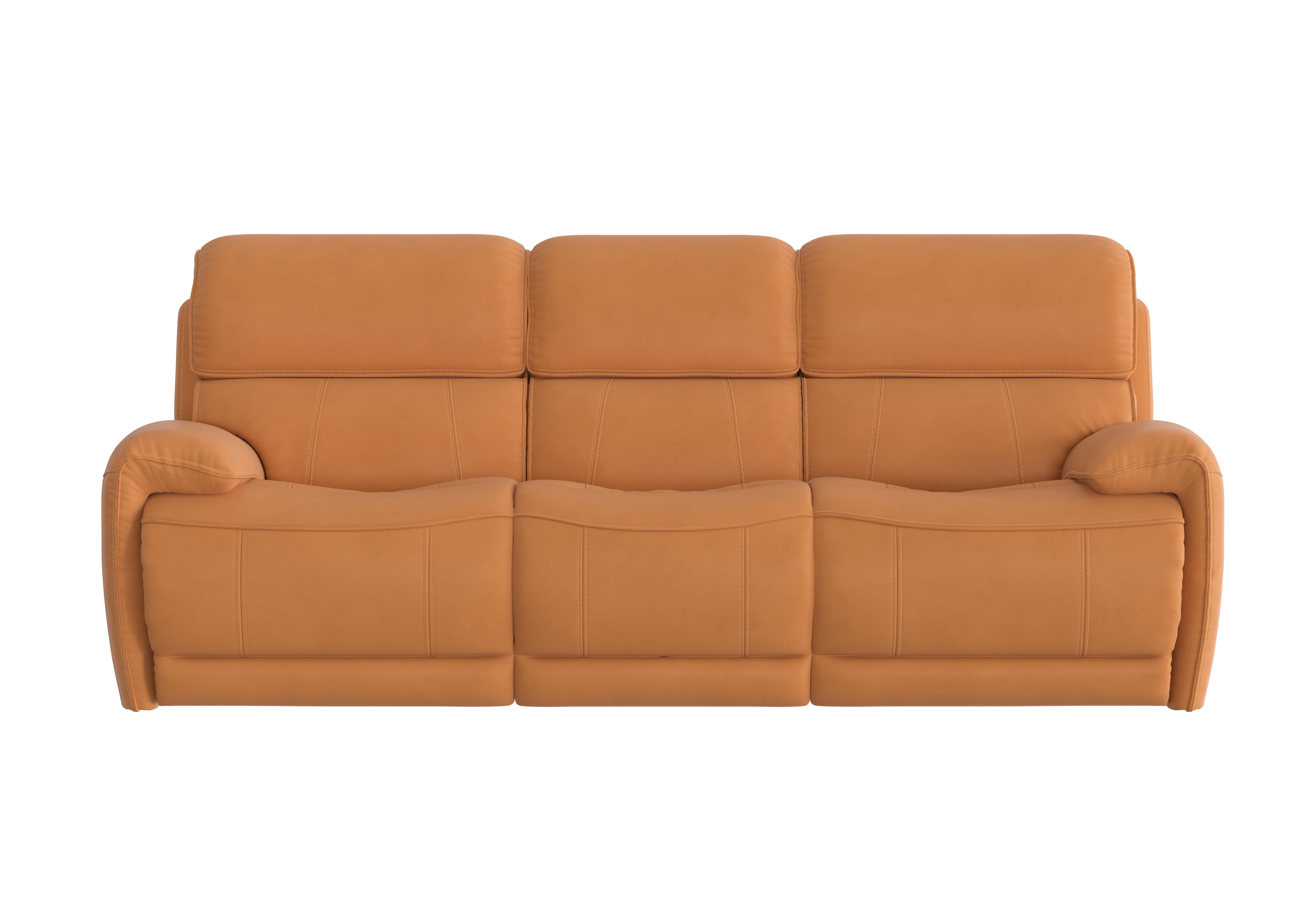 Link 3 Seater Leather Power Recliner Sofa with Power Headrests in Bv-335e Honey Yellow on Furniture Village