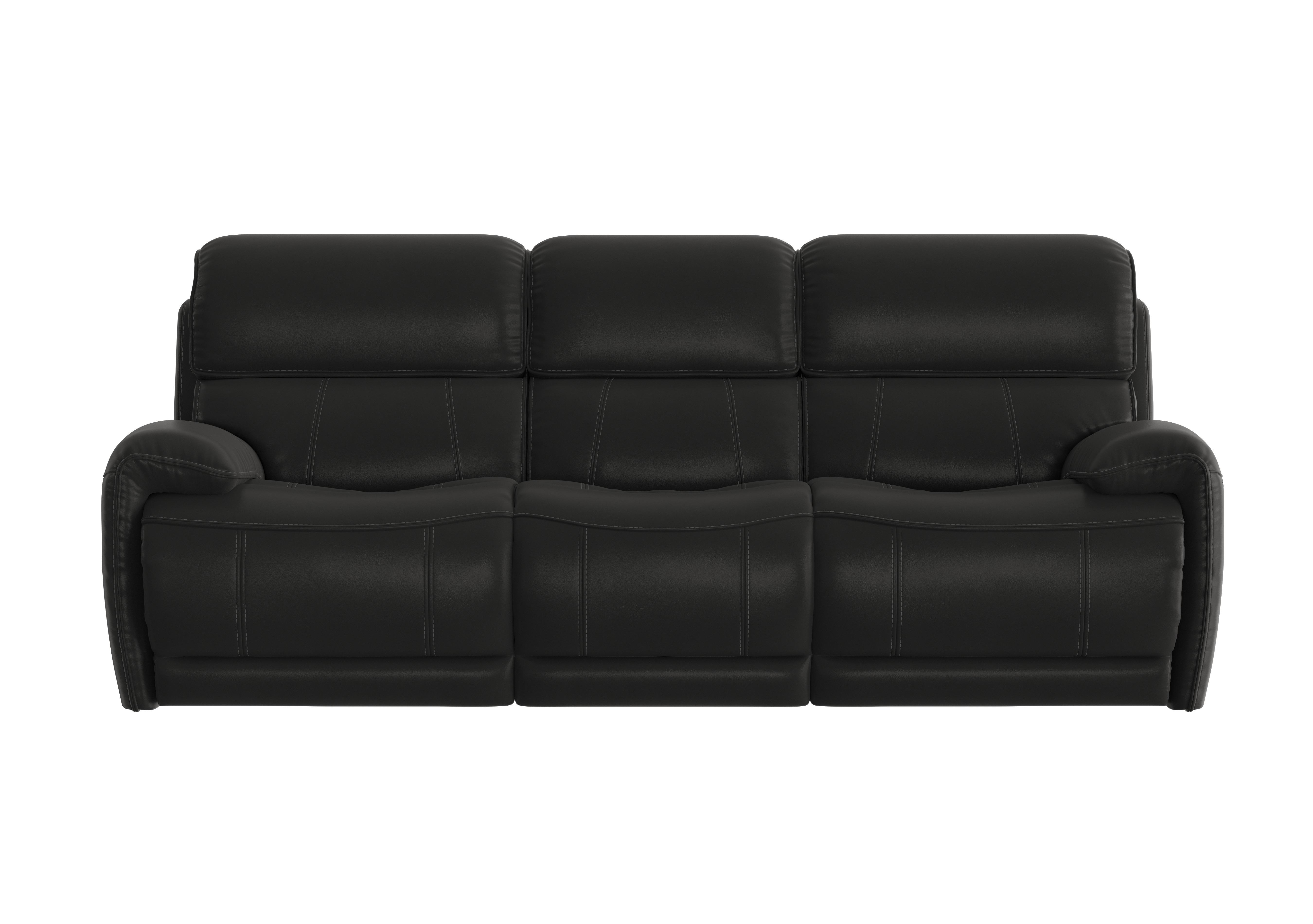 Link 3 Seater Leather Power Recliner Sofa with Power Headrests in Bv-3500 Classic Black on Furniture Village
