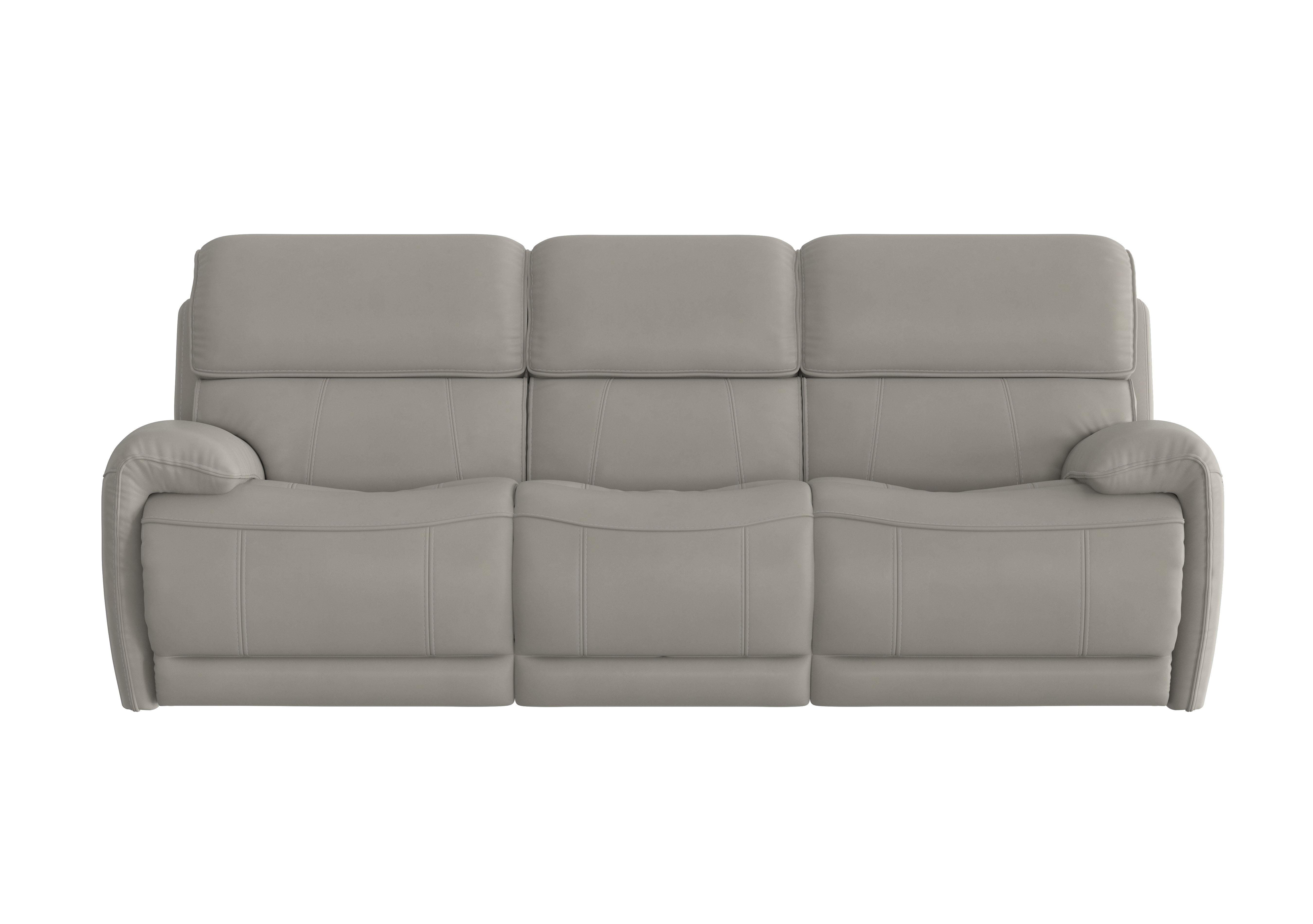 Link 3 Seater Leather Power Recliner Sofa with Power Headrests in Bv-946b Silver Grey on Furniture Village