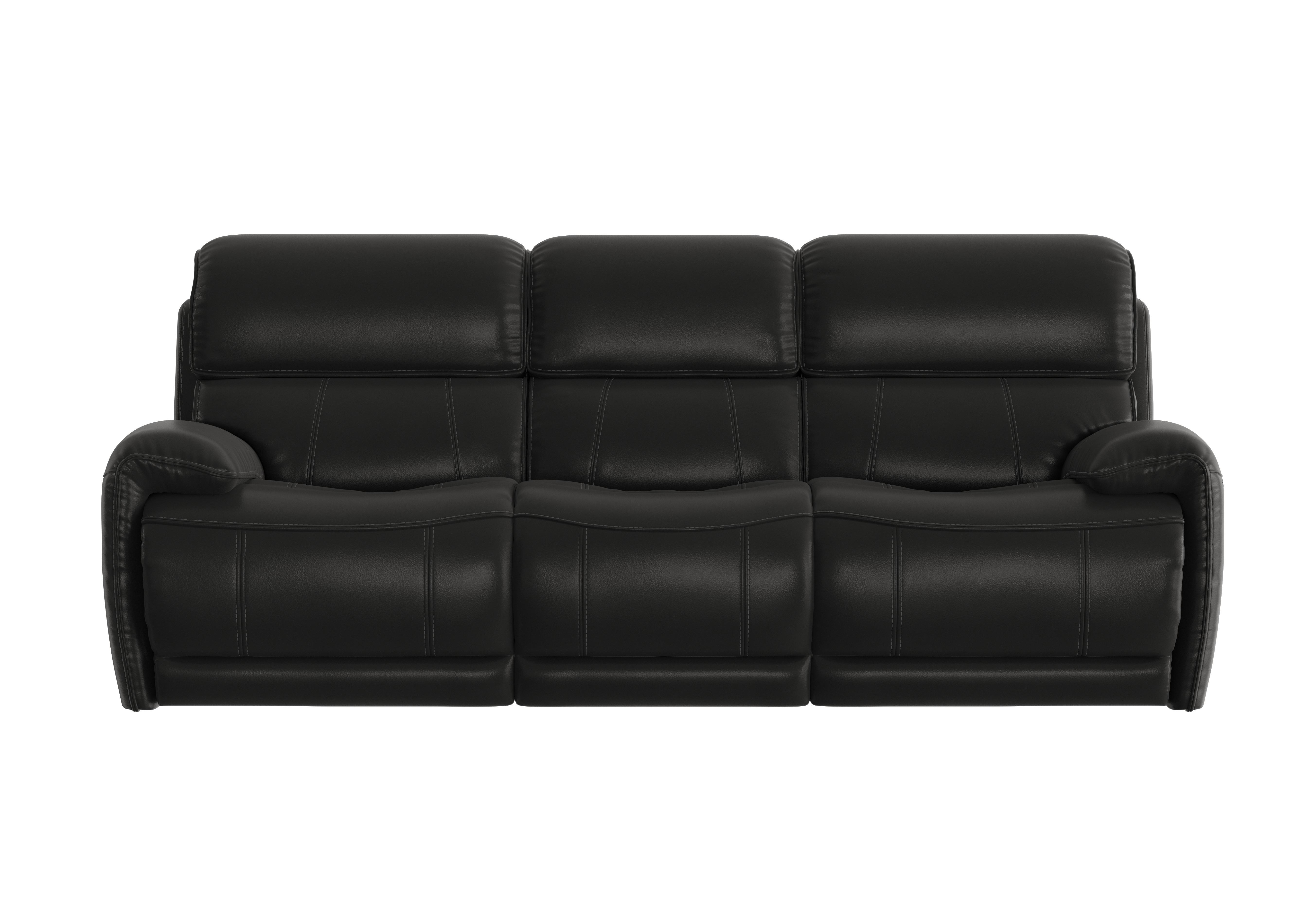 Link 3 Seater Leather Power Recliner Sofa with Power Headrests in Nc-023c Black on Furniture Village