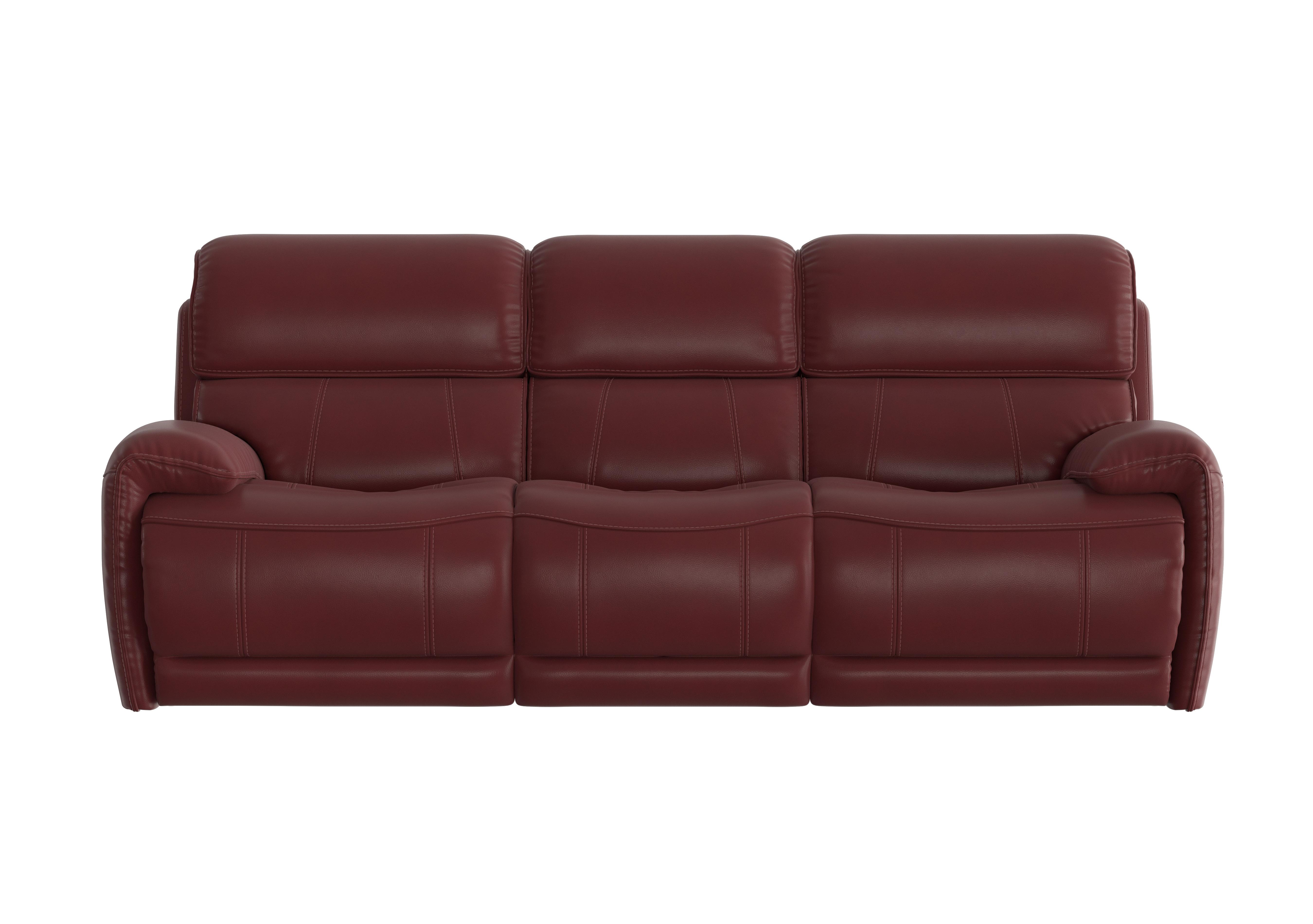 Link 3 Seater Leather Power Recliner Sofa with Power Headrests in Nc-035c Deep Red on Furniture Village