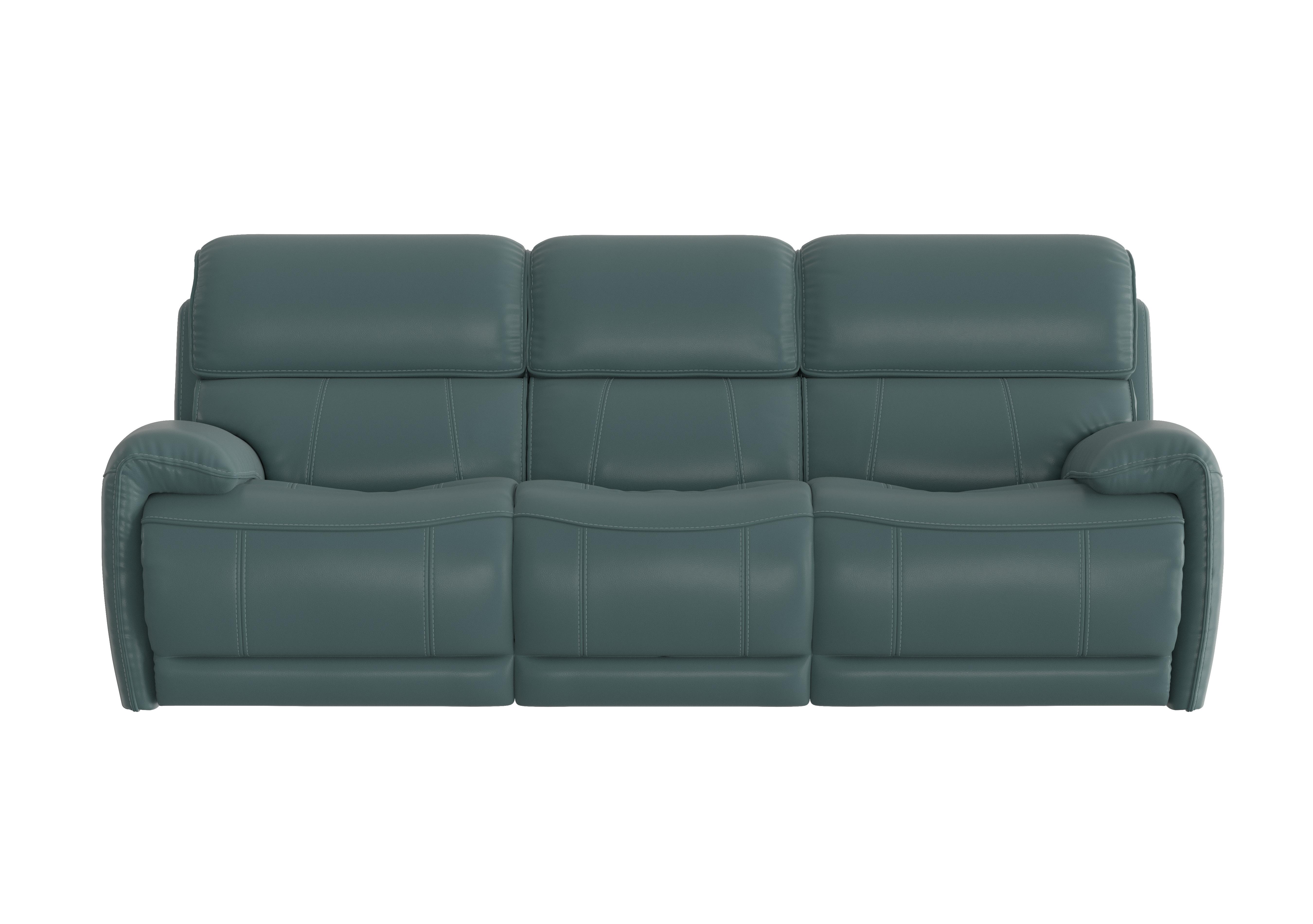 Link 3 Seater Leather Power Recliner Sofa with Power Headrests in Nc-301e Lake Green on Furniture Village