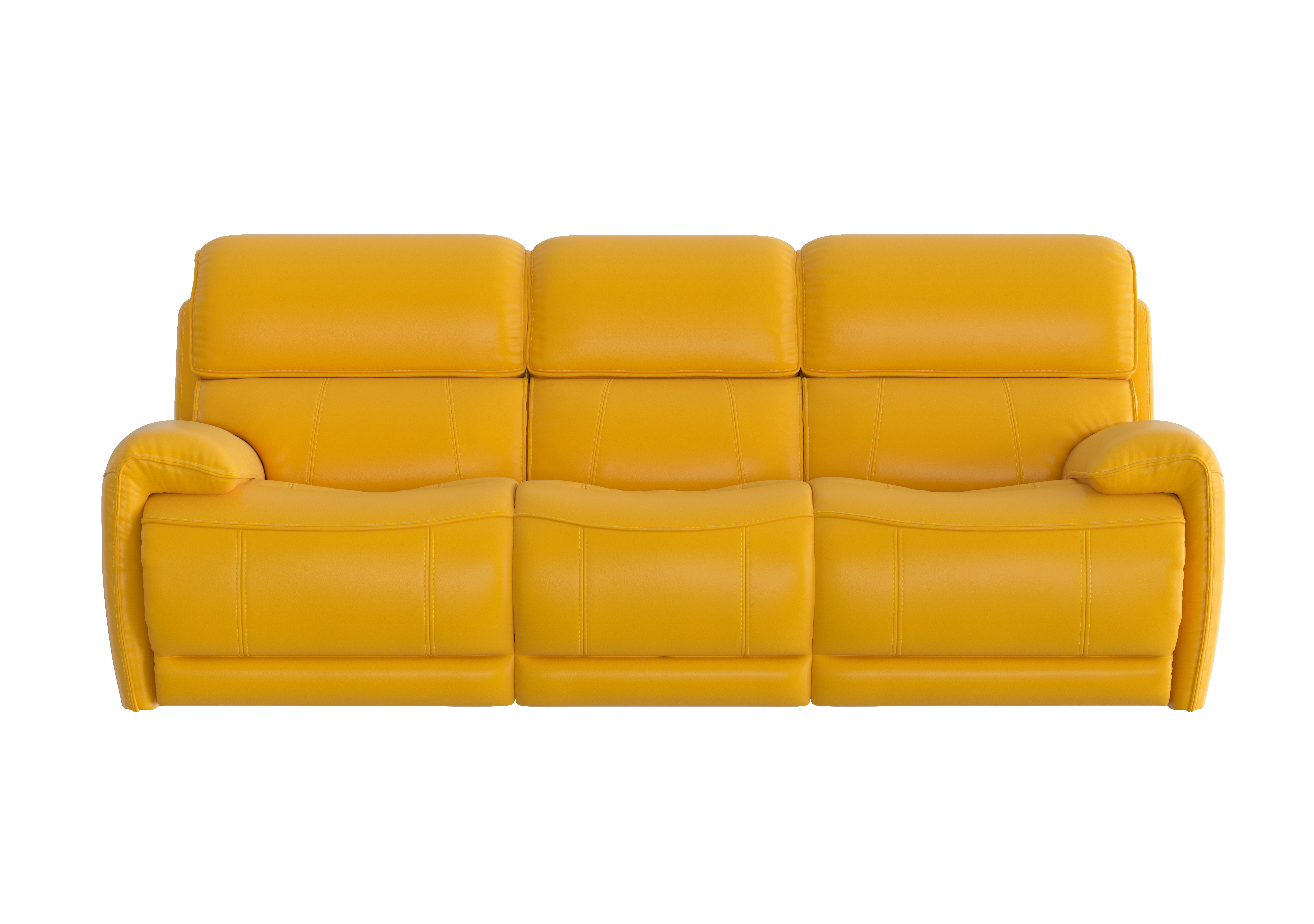 Link 3 Seater Leather Power Recliner Sofa with Power Headrests in Nc-303e Sunflower on Furniture Village