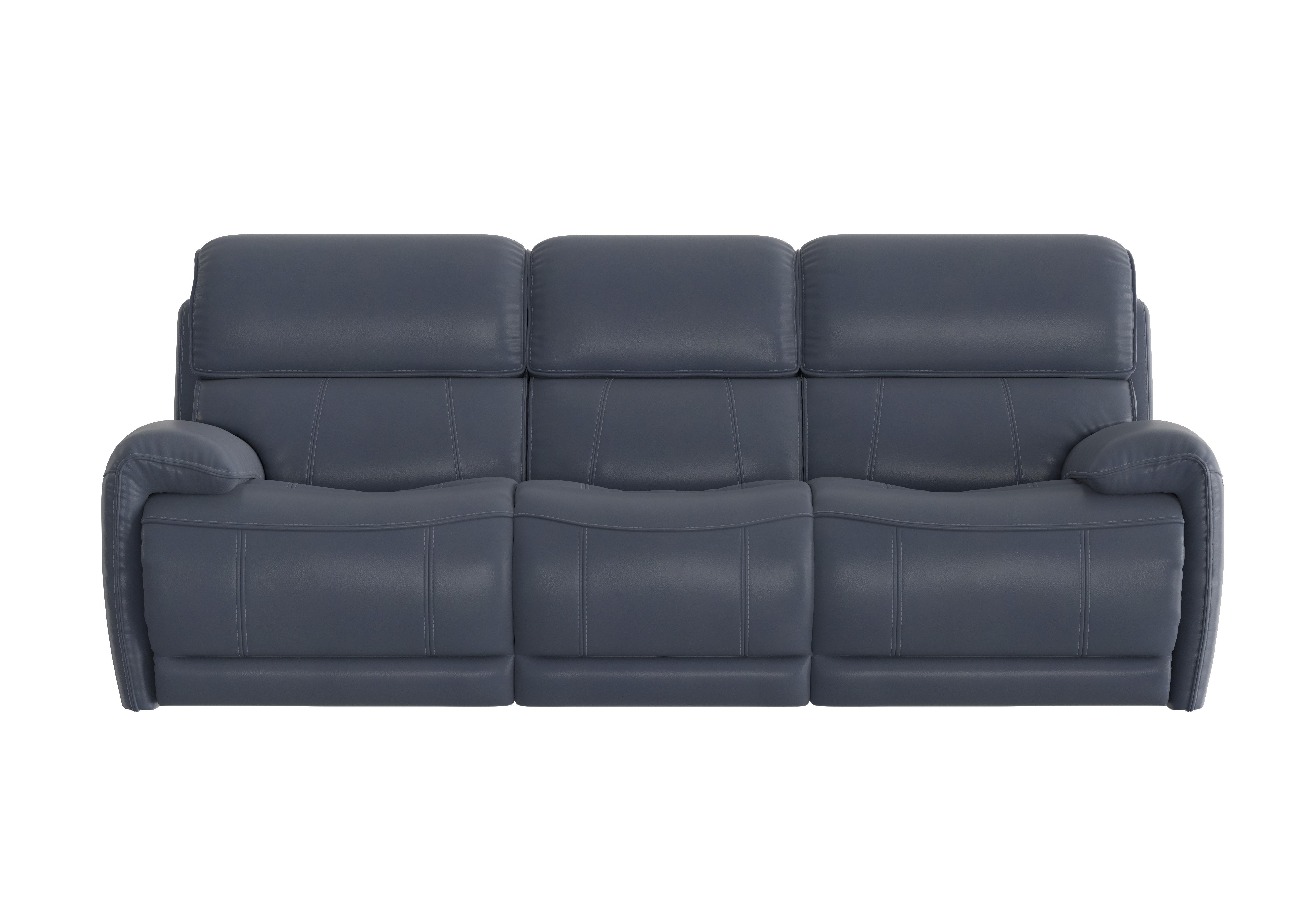 Link 3 Seater Leather Power Recliner Sofa with Power Headrests in Nc-313e Ocean Blue on Furniture Village