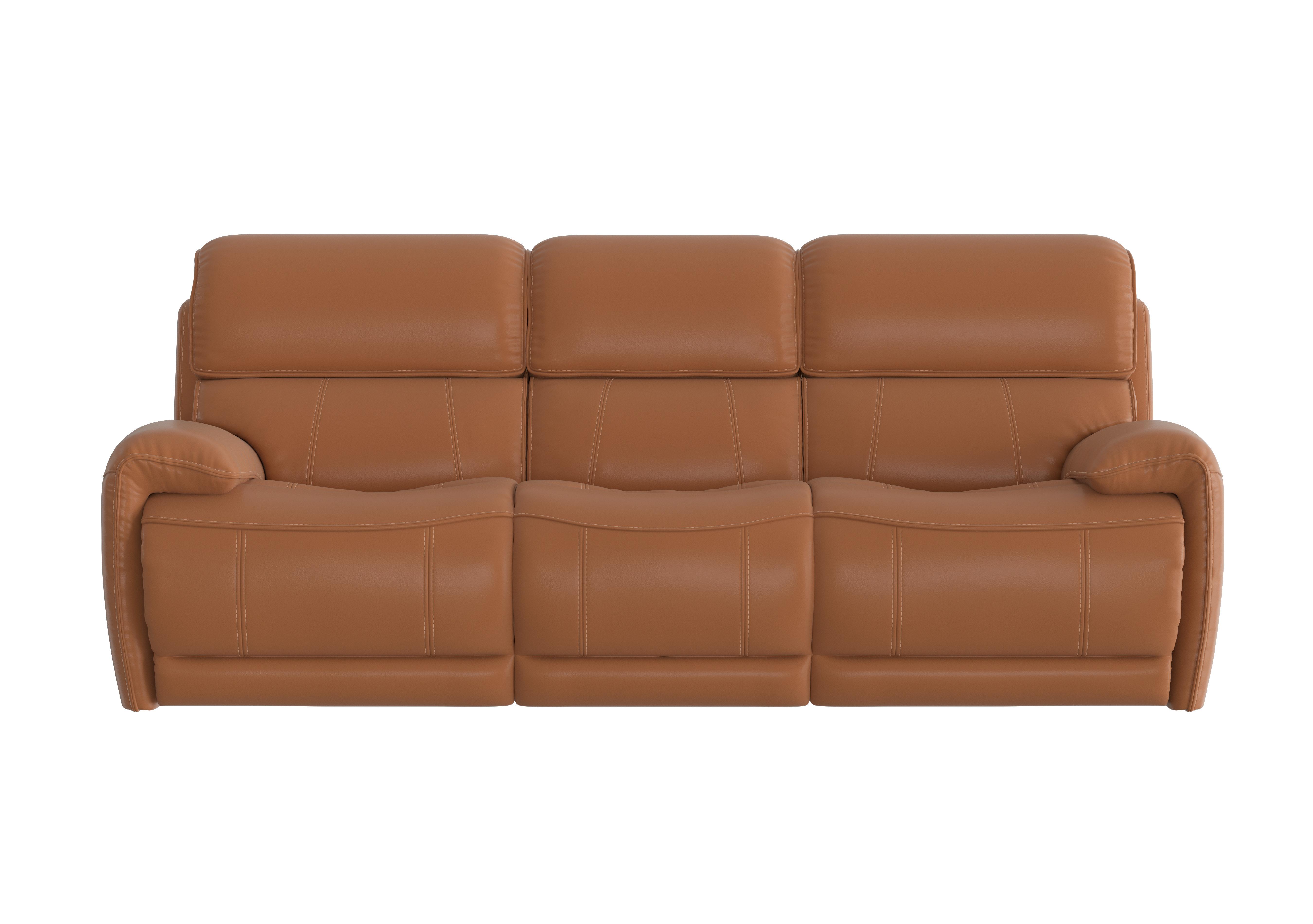 Link 3 Seater Leather Power Recliner Sofa with Power Headrests in Nc-334e Pecan Brown on Furniture Village