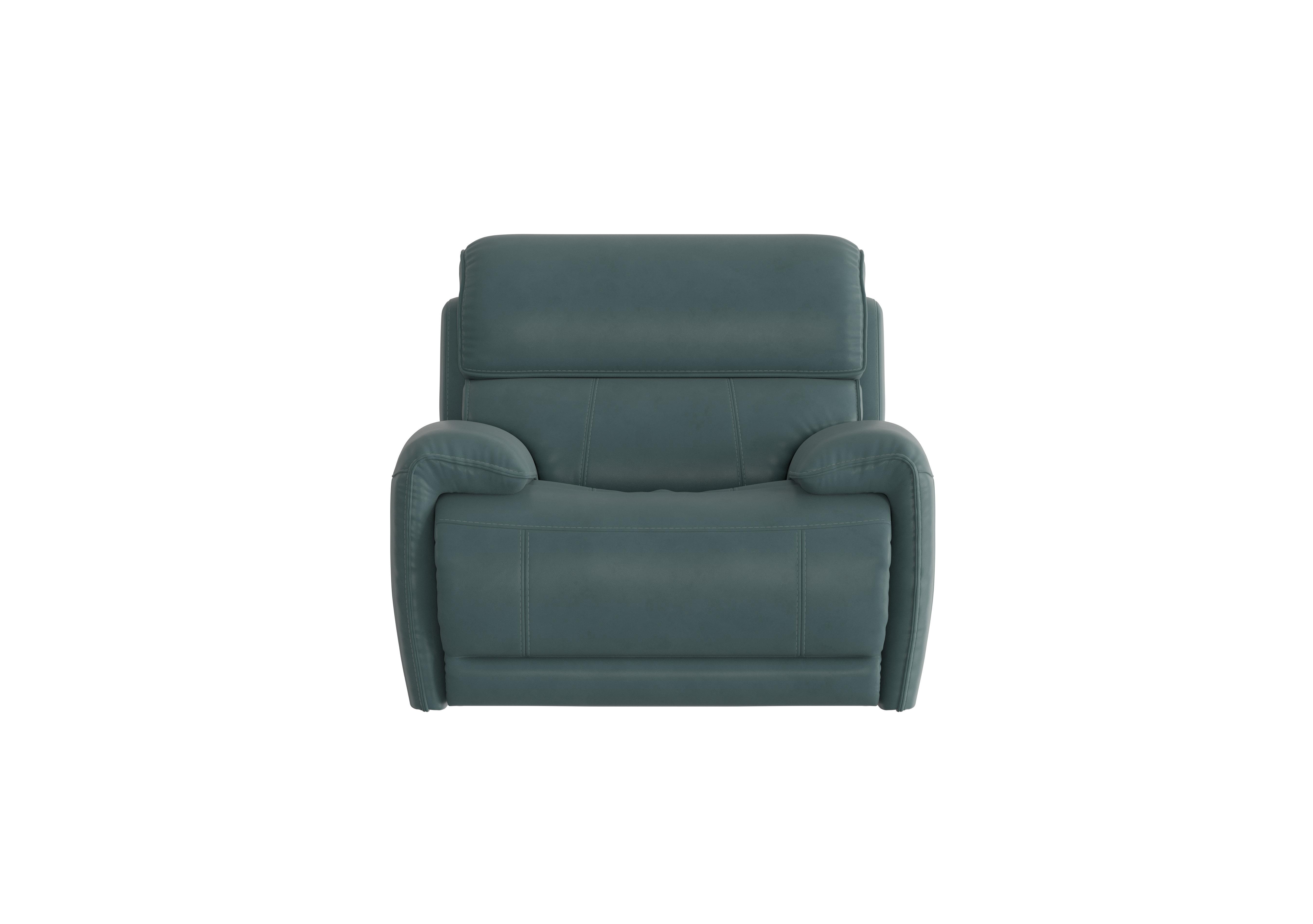 Link Leather Power Recliner Armchair with Power Headrest in Bv-301e Lake Green on Furniture Village