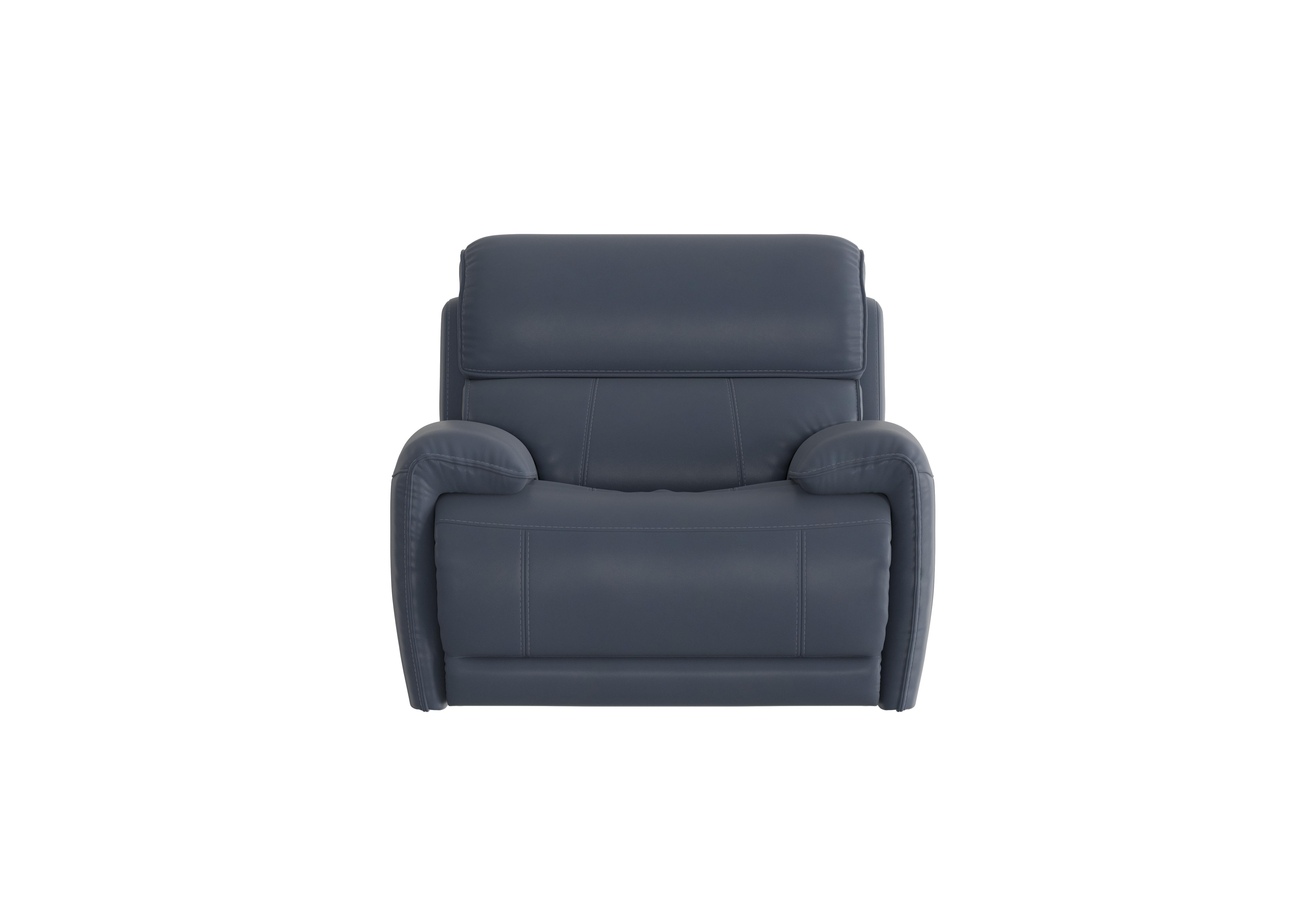 Link Leather Power Recliner Armchair with Power Headrest in Bv-313e Ocean Blue on Furniture Village