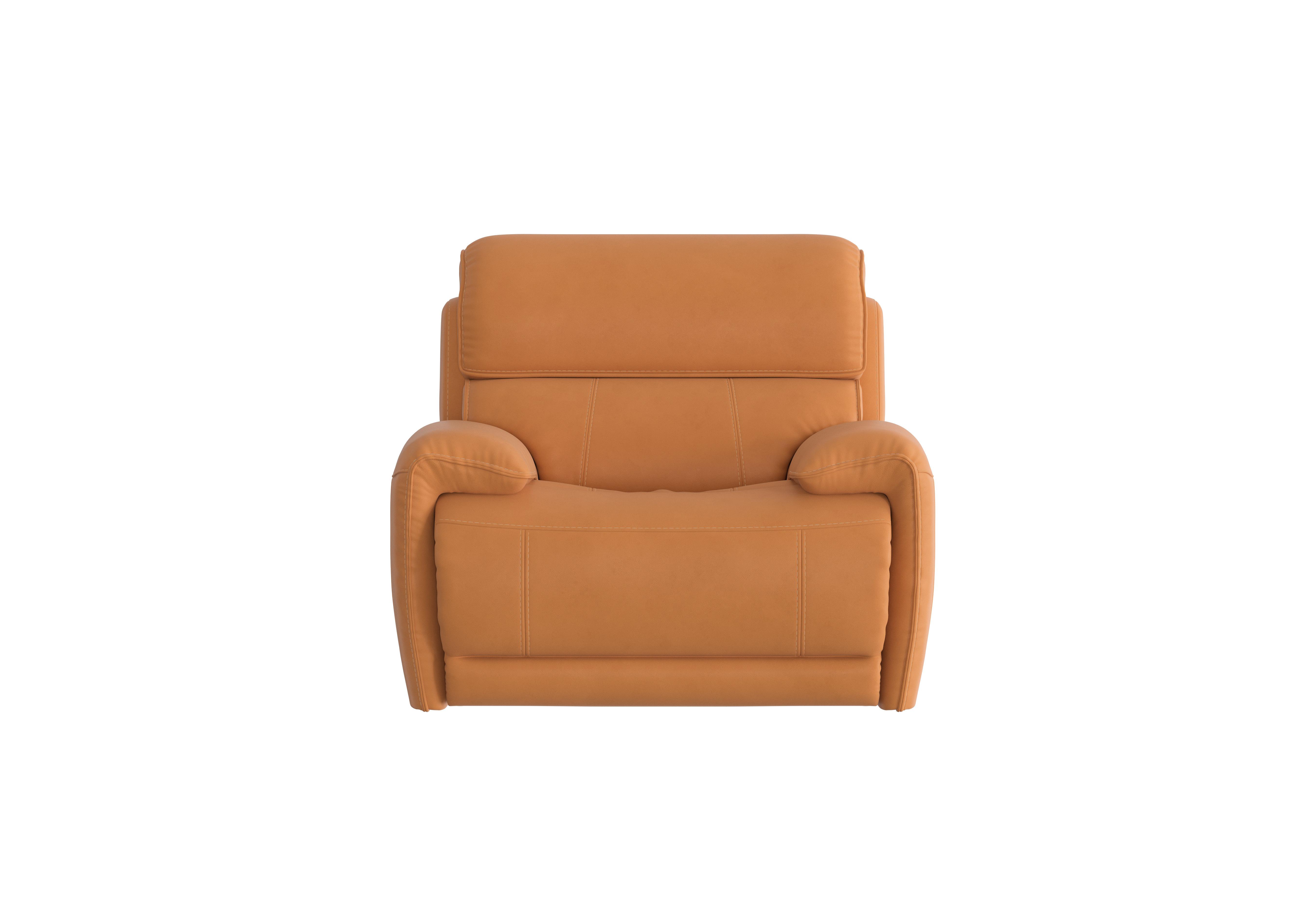 Link Leather Power Recliner Armchair with Power Headrest in Bv-335e Honey Yellow on Furniture Village