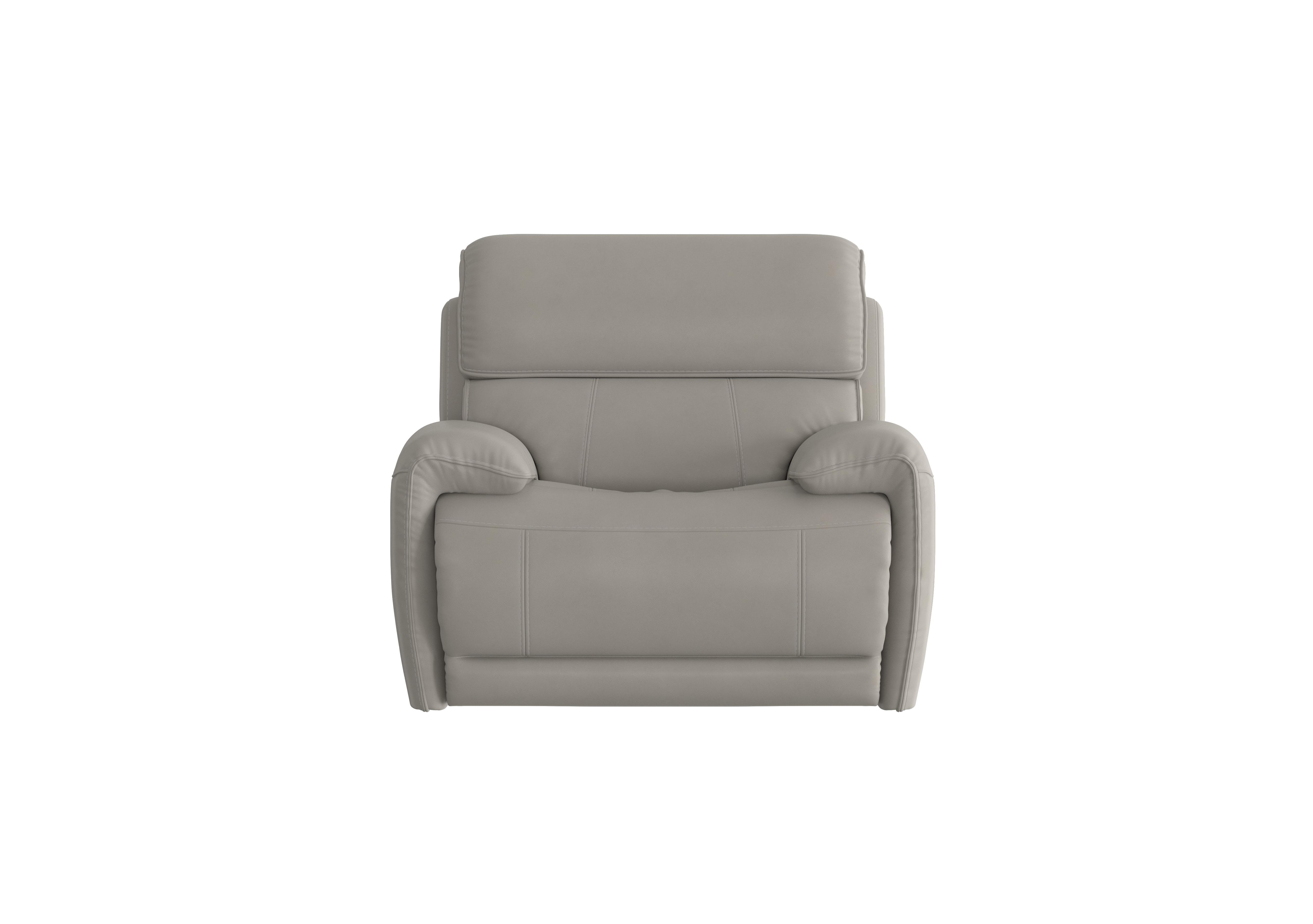 Link Leather Power Recliner Armchair with Power Headrest in Bv-946b Silver Grey on Furniture Village