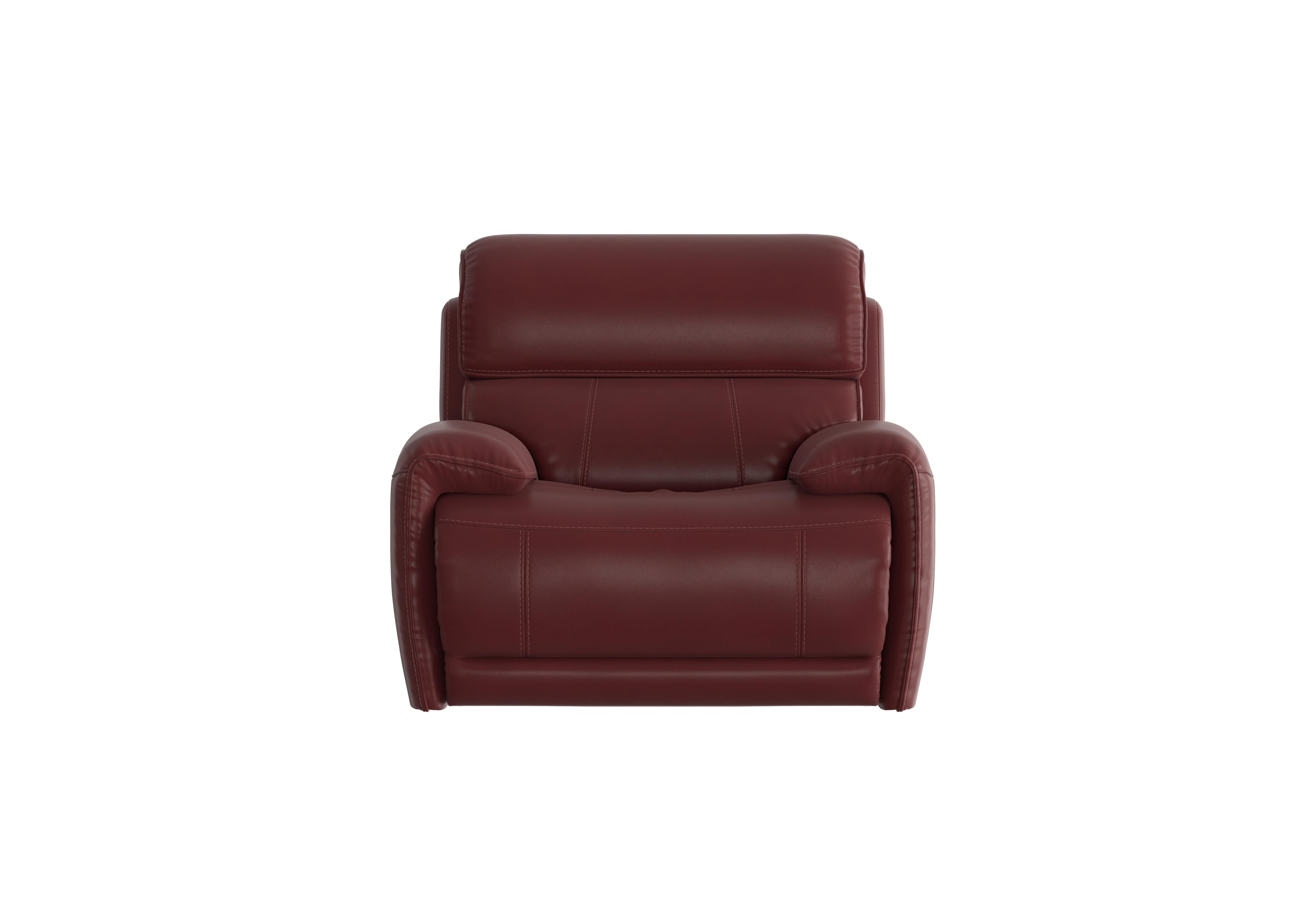Link Leather Power Recliner Armchair with Power Headrest in Nc-035c Deep Red on Furniture Village