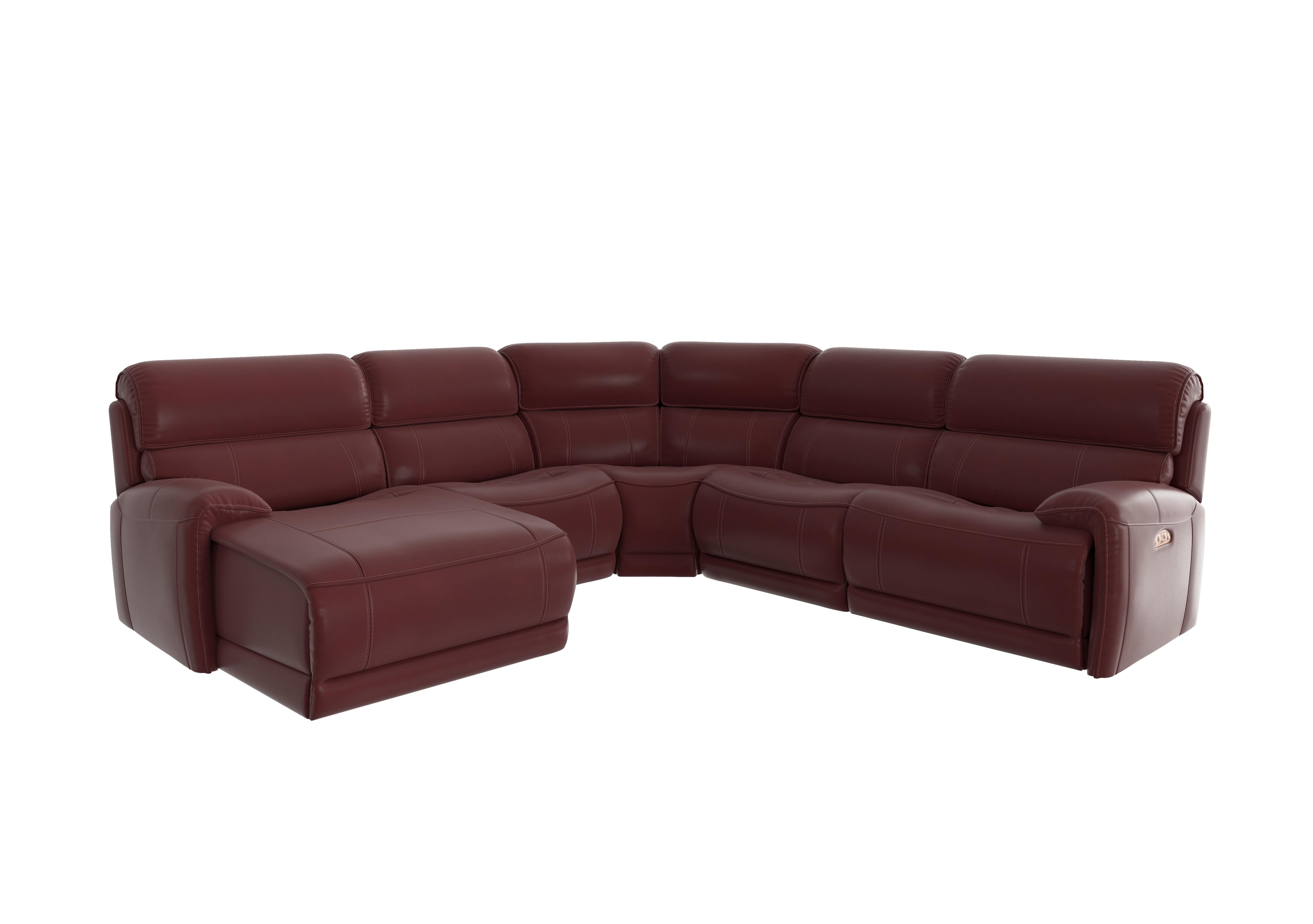 Link Leather Corner Chaise Power Sofa in Bv-035c Deep Red on Furniture Village