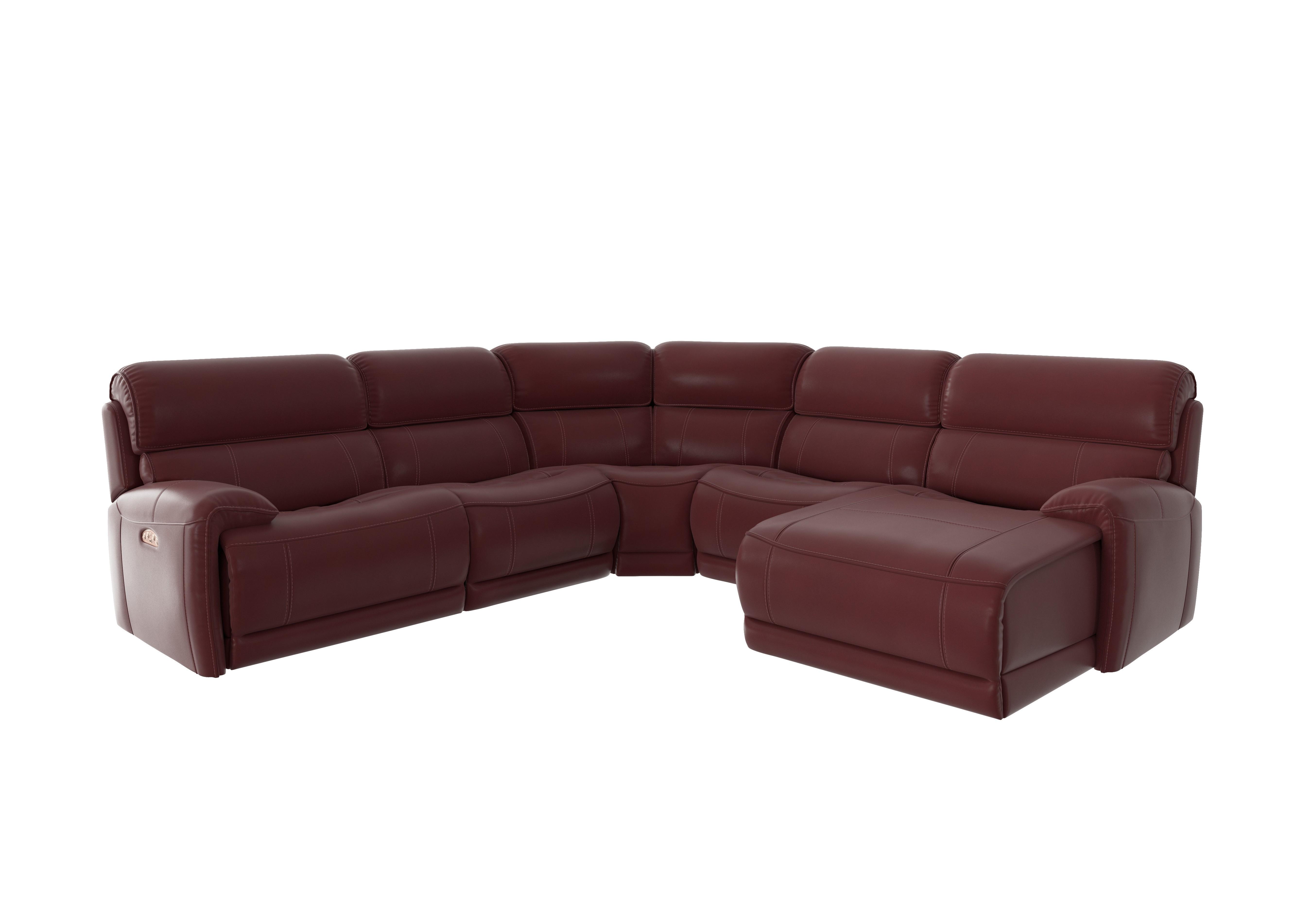 Link Leather Corner Chaise Power Sofa in Bv-035c Deep Red on Furniture Village