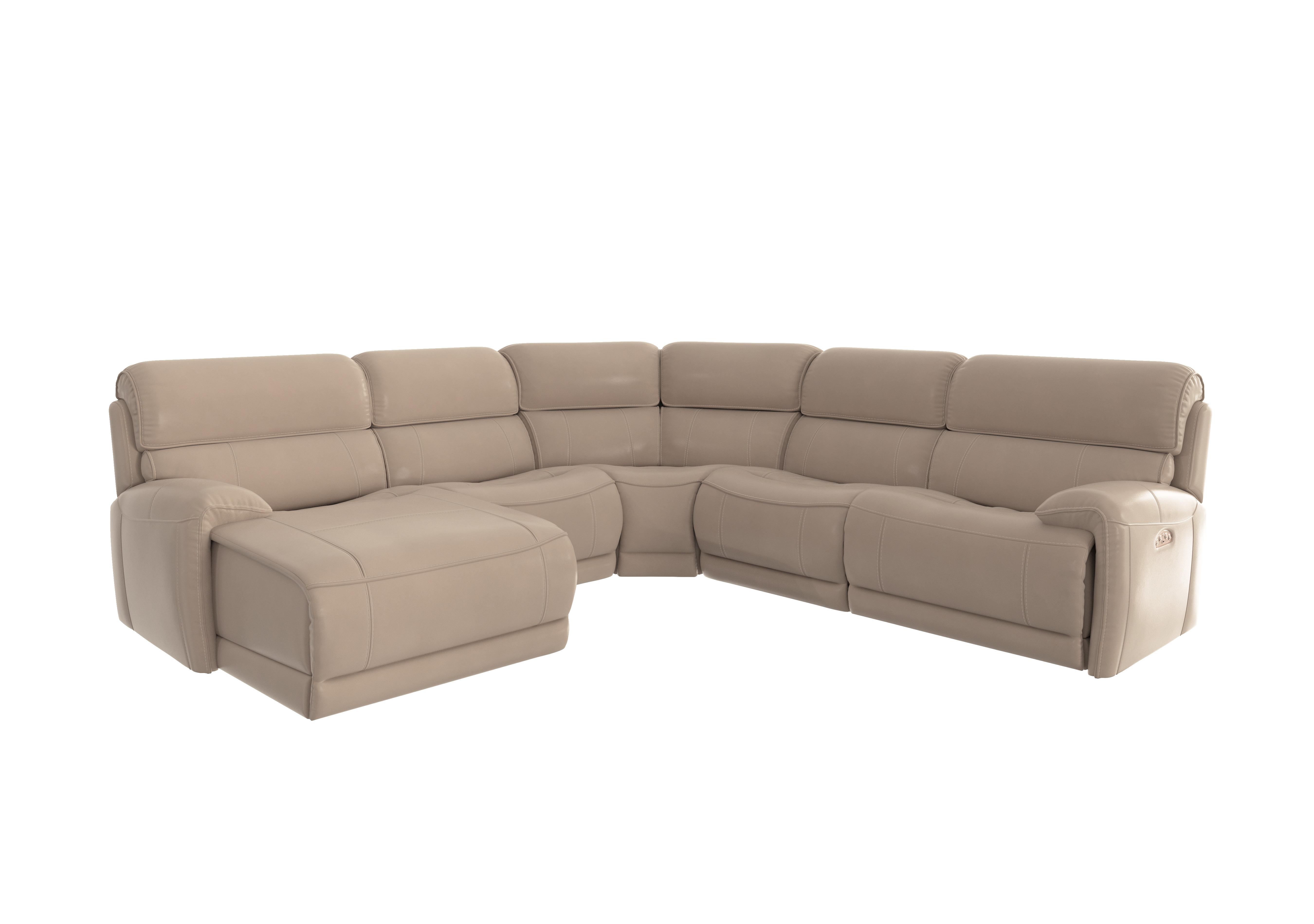 Link Leather Corner Chaise Power Sofa in Bv-039c Pebble on Furniture Village