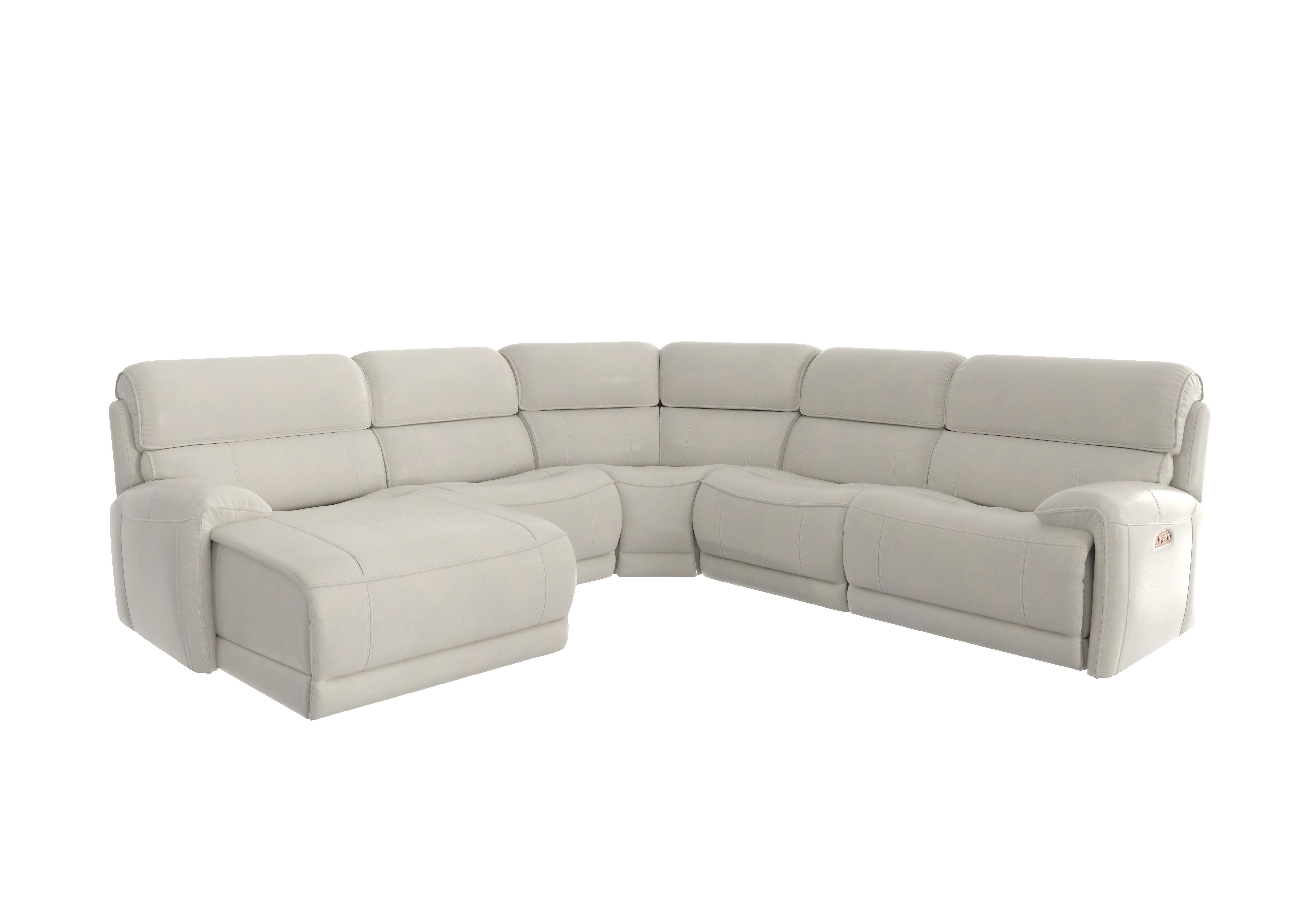 Link Leather Corner Chaise Power Sofa in Bv-156e Frost on Furniture Village